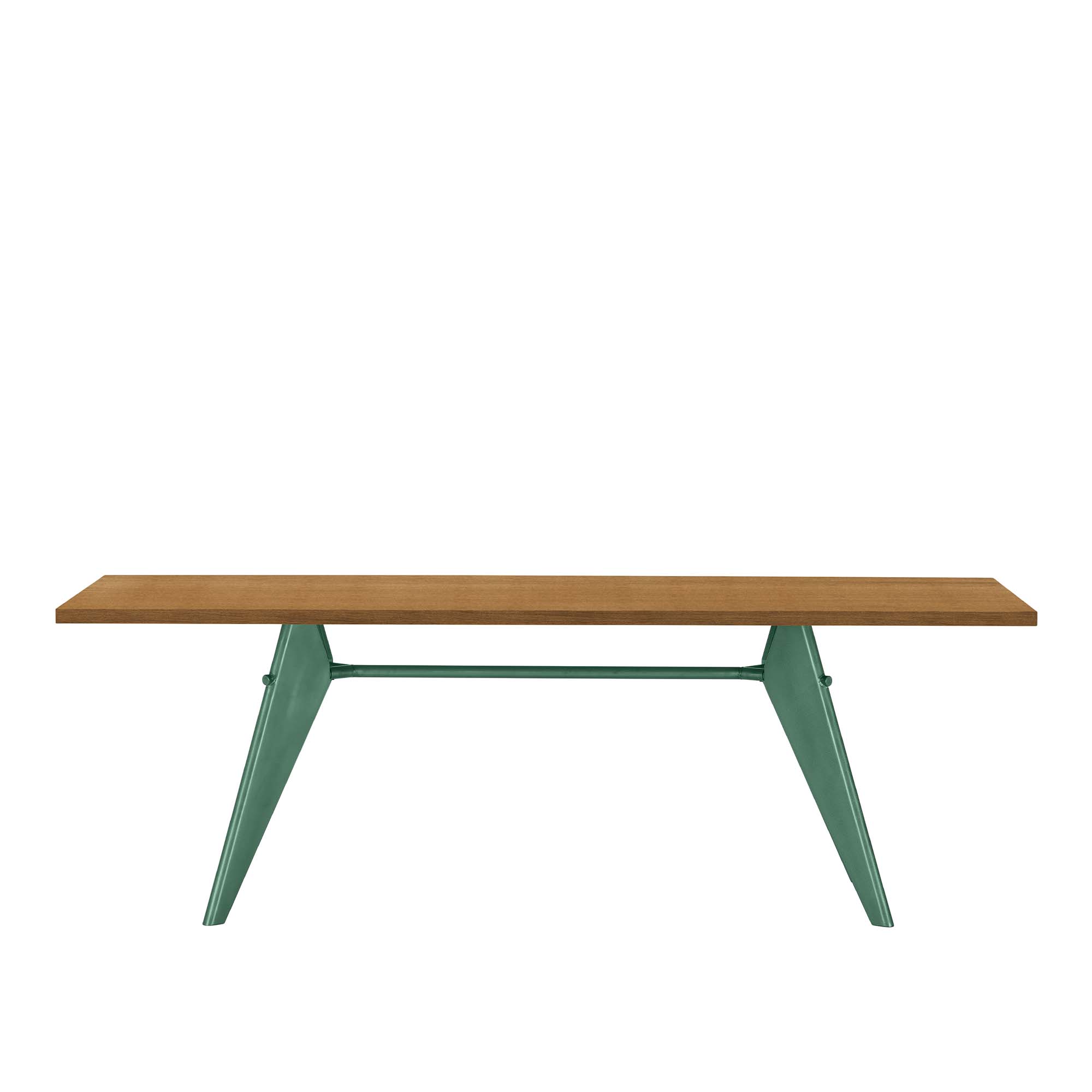 Vitra - EM Table 200, Base Prouvé Blé Vert - Natural Solid Oak - Matbord - Jean Prouvé - Grön,Träfärgad - Metall/Trä