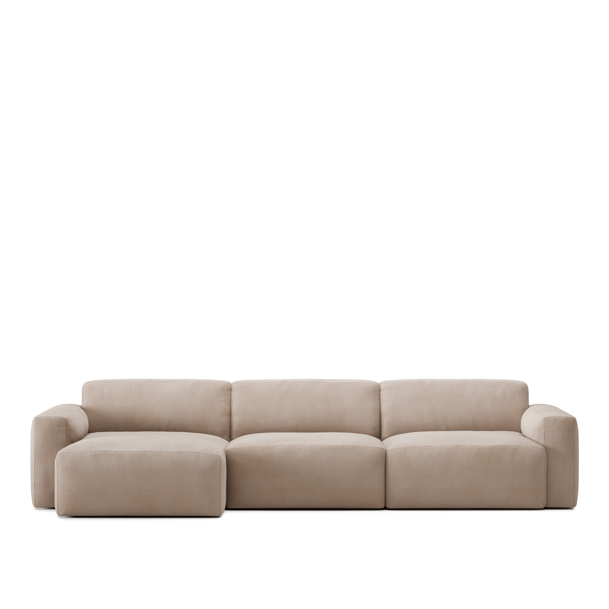 no ga - brick 3-seater chaise lounge left med avtagbar klädsel – shadow beige - soffor - beige - dun/metall/trä/textilmaterial