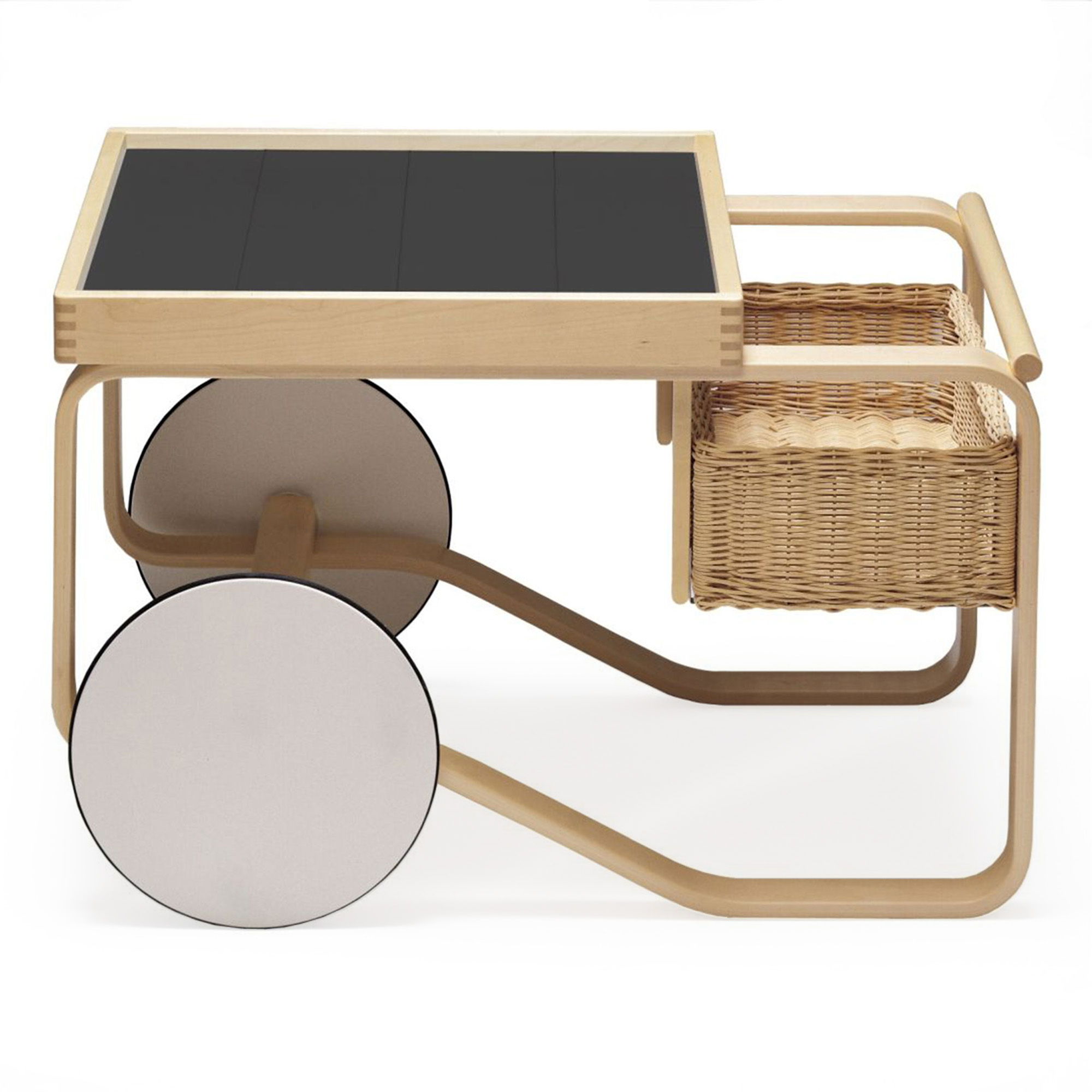 Artek - Serveringsvagn 900, Svarta keramiska plattor - Serveringsvagnar - Alvar Aalto - Svart - Naturmaterial/Tr&auml;