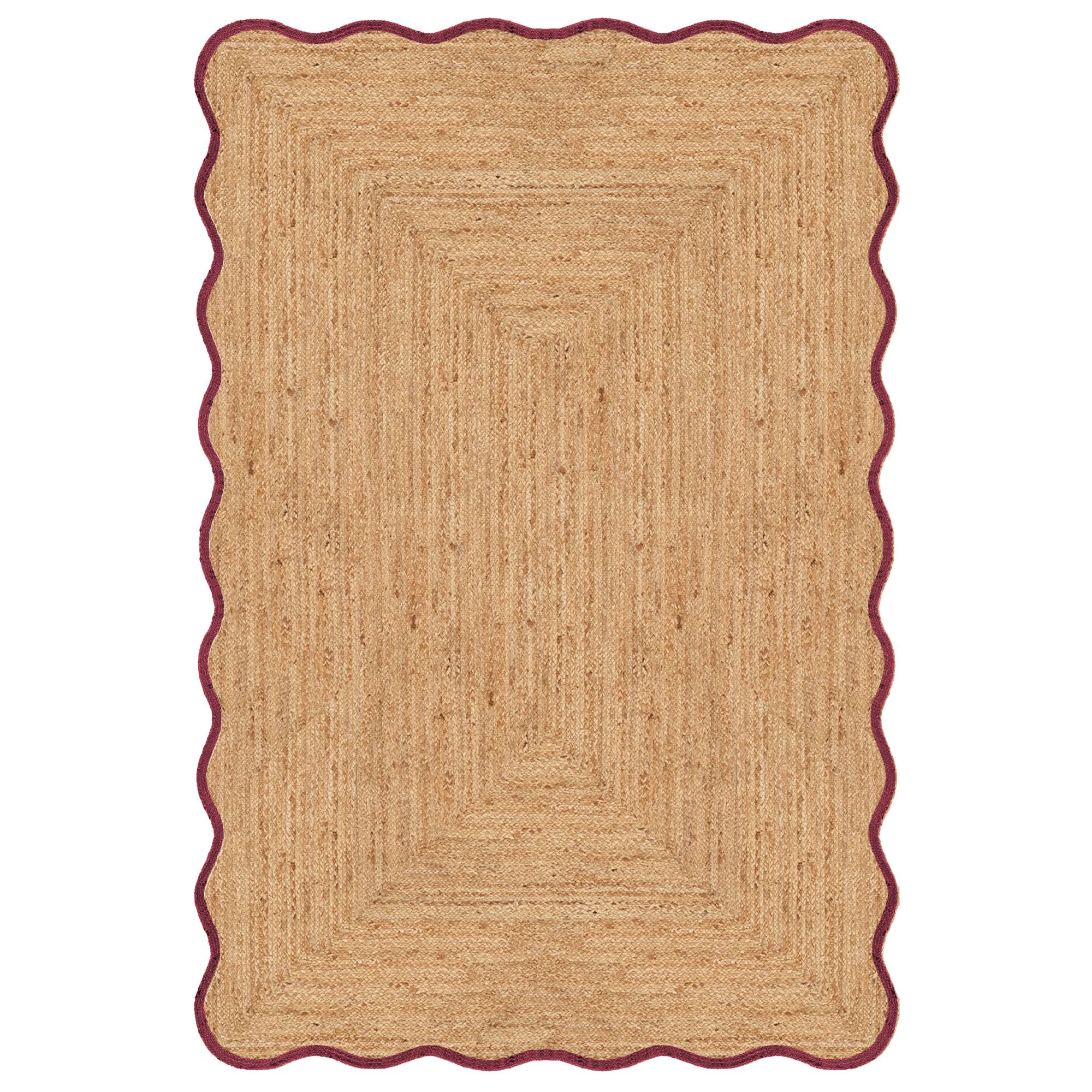 Layered - Scallop Jute Burgundy 250 x 350 - Jute- och sisalmattor