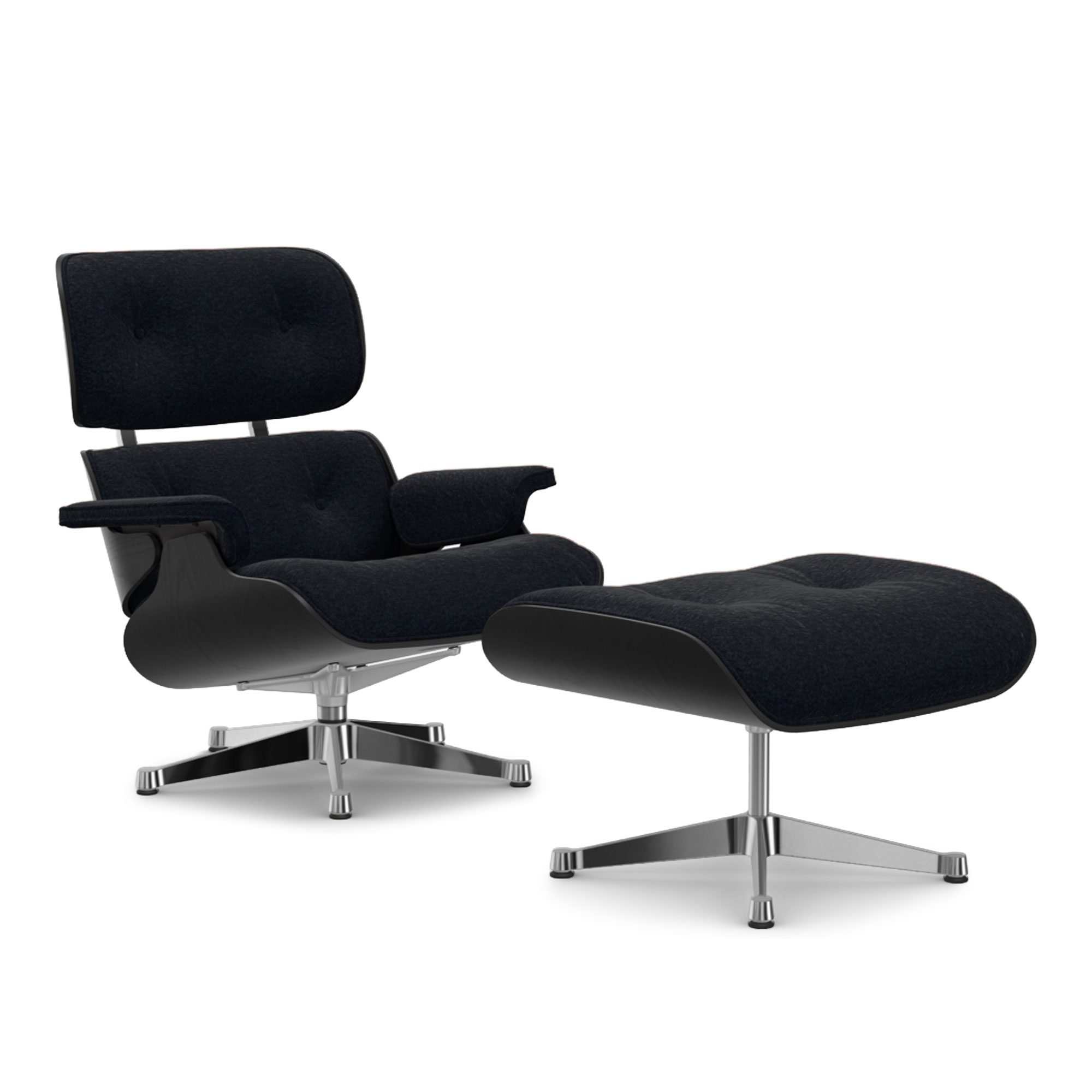 Vitra - Eames Lounge Set Black Chestnut Nubia Anthracite/Black 11 Polished Aluminium - Fåtöljer - Charles & Ray Eames - Svart | Möbler - Fåtöljer Och Puffar - Fåtöljer | Möbelexperten