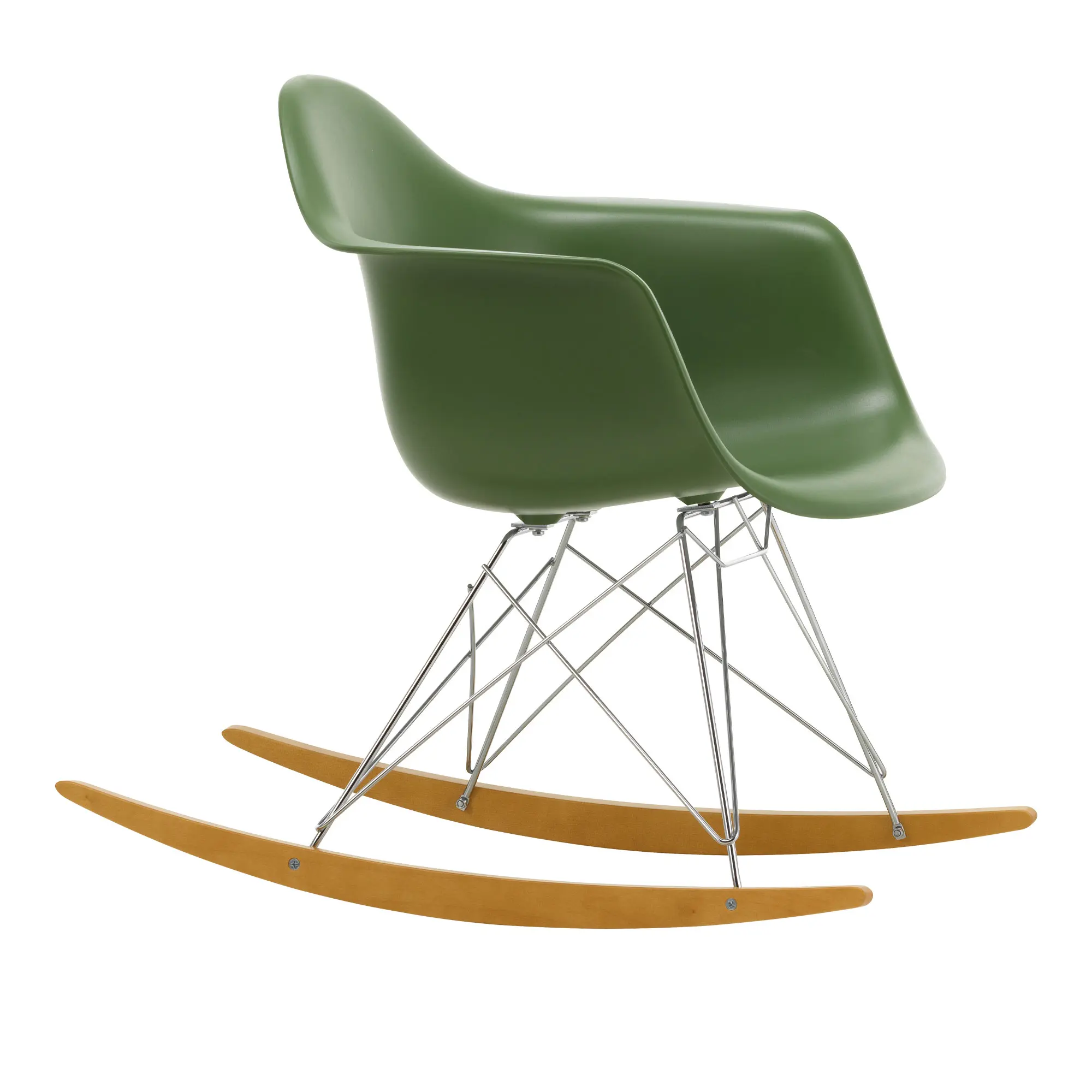 Eames RE Plastic Armchair RAR gungstol Chrome/Golden Maple