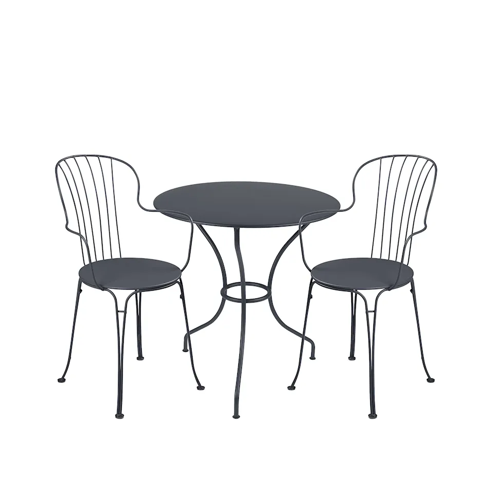 Opéra+ matgrupp pedestalbord Ø67cm & 2 karmstolar