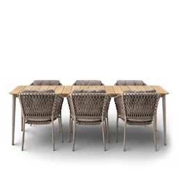 Ocean tuinstoelen (6 stuks) & Core tuintafel