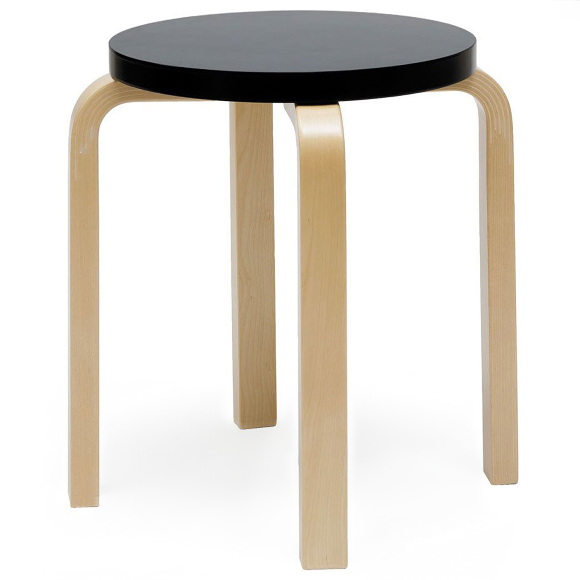 Artek - Pall E60, 4 ben, Klarlackade ben, Lackad svart sits - Pallar - Alvar Aalto - Svart - Trä | Möbler - Stolar Och Pallar - Pallar | Möbelexperten