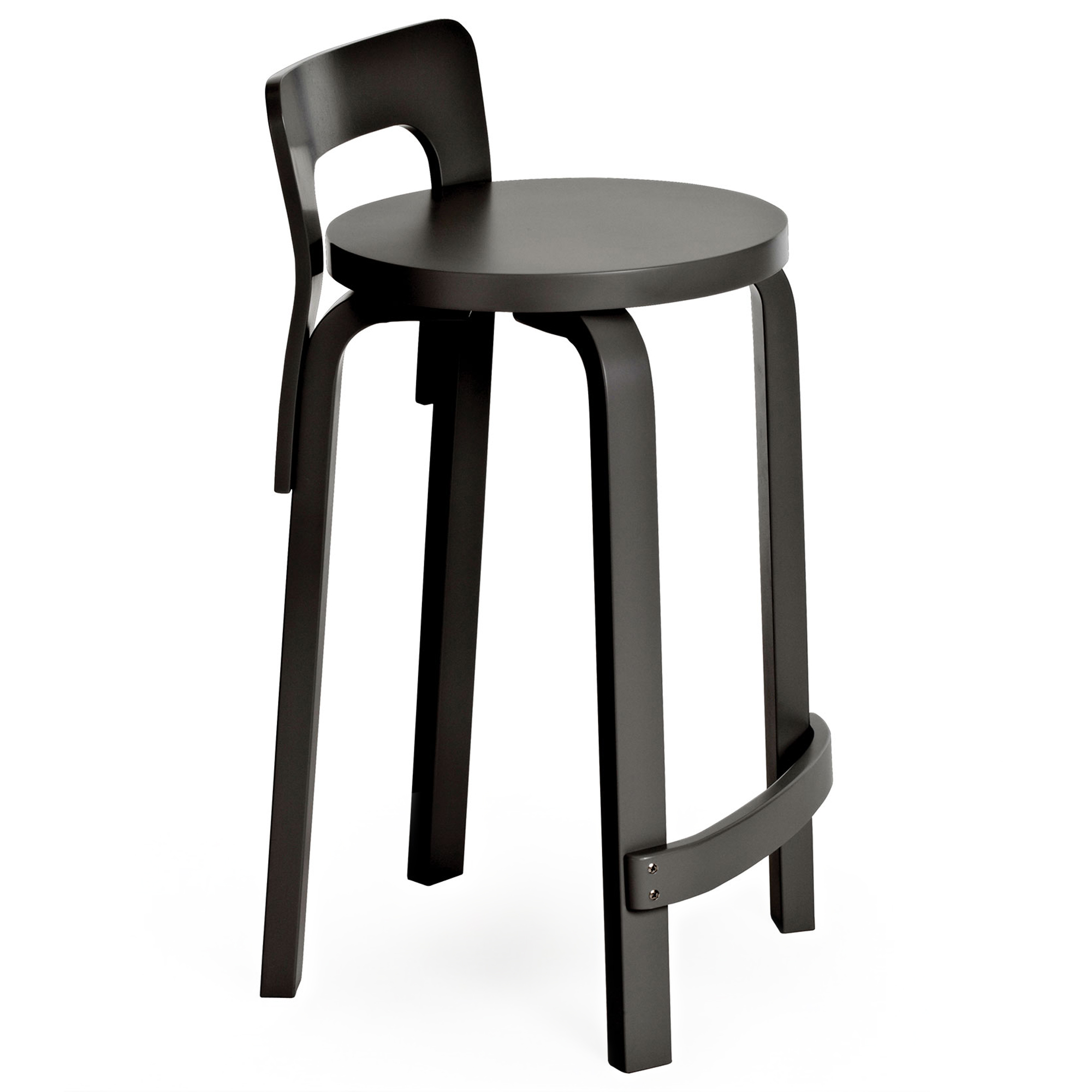 Artek - High Chair K65, Helt svartlackad - Barstolar - Alvar Aalto - Svart - Tr&auml;