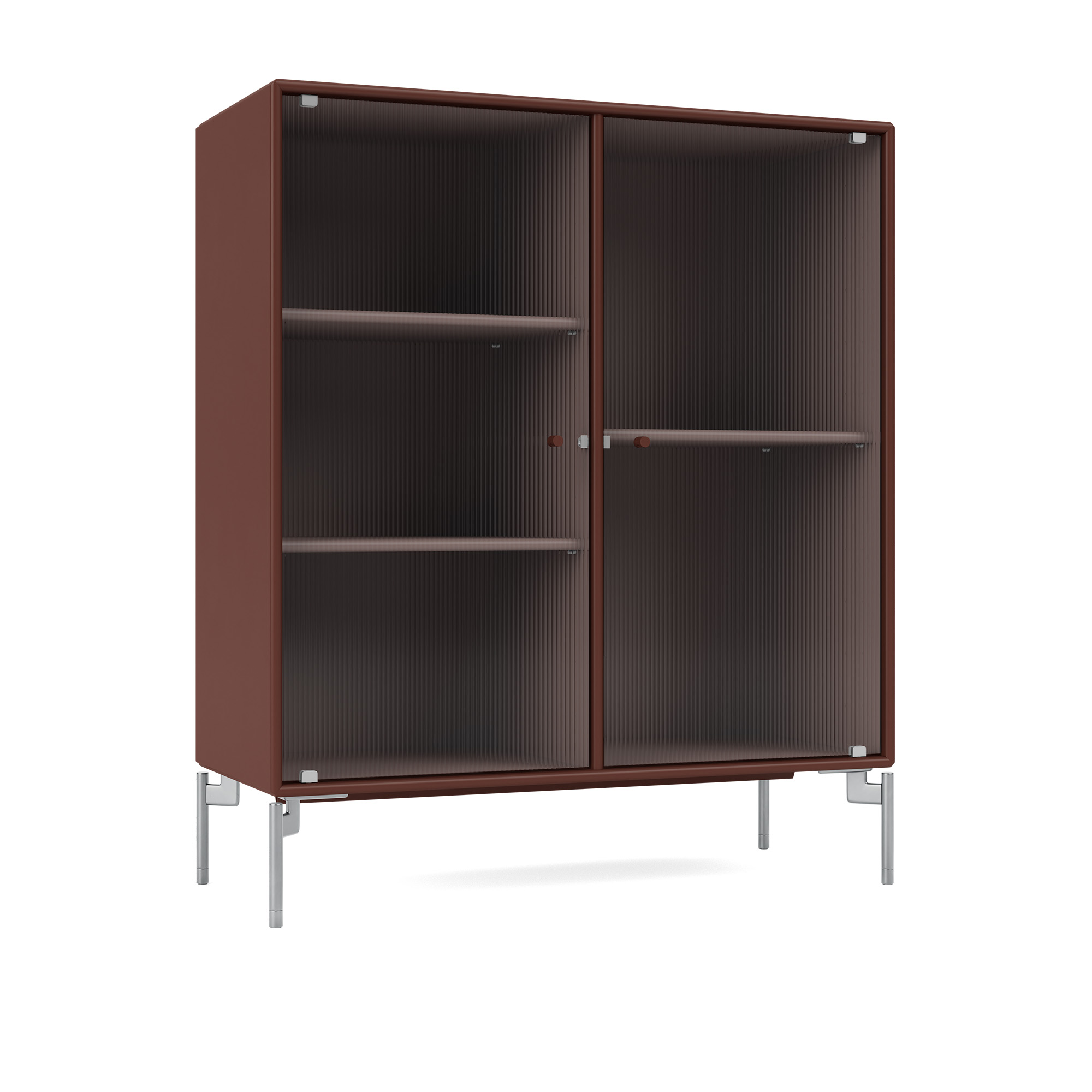 montana - ripple ii – vitrine cabinet 155-masala matt chrome - skåp och vitrinskåp - peter j. lassen - brun - trä