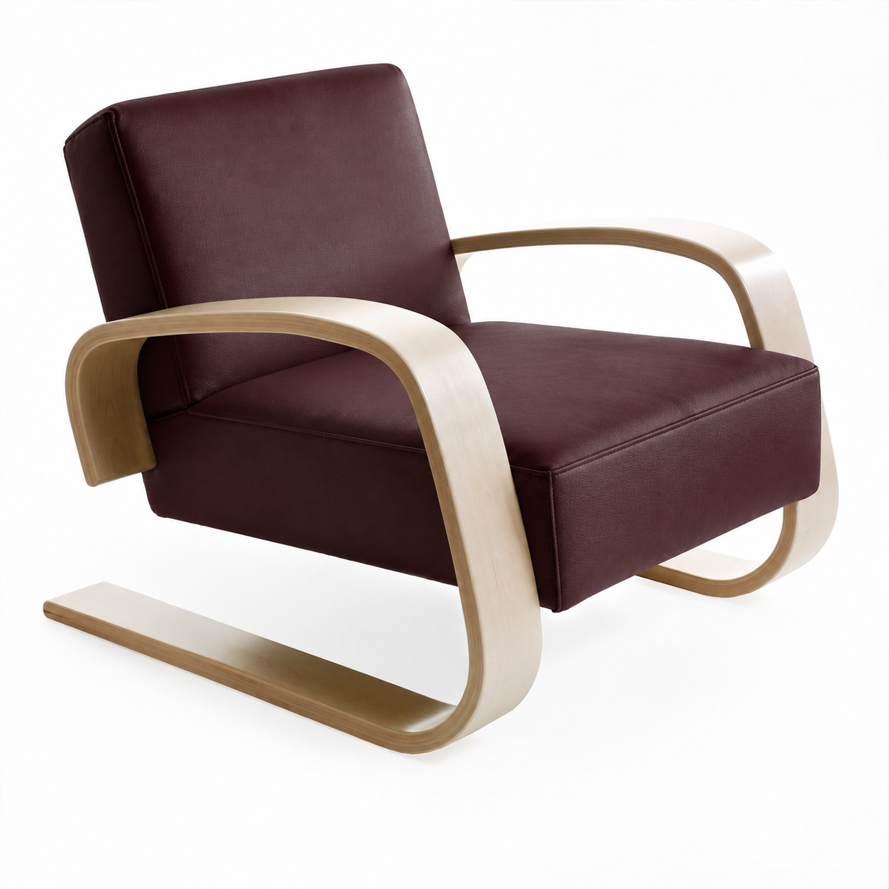 Artek - Tankstolen 400, L&auml;der, L40 Prestige S&ouml;rensen Wine Red - F&aring;t&ouml;ljer - Alvar Aalto