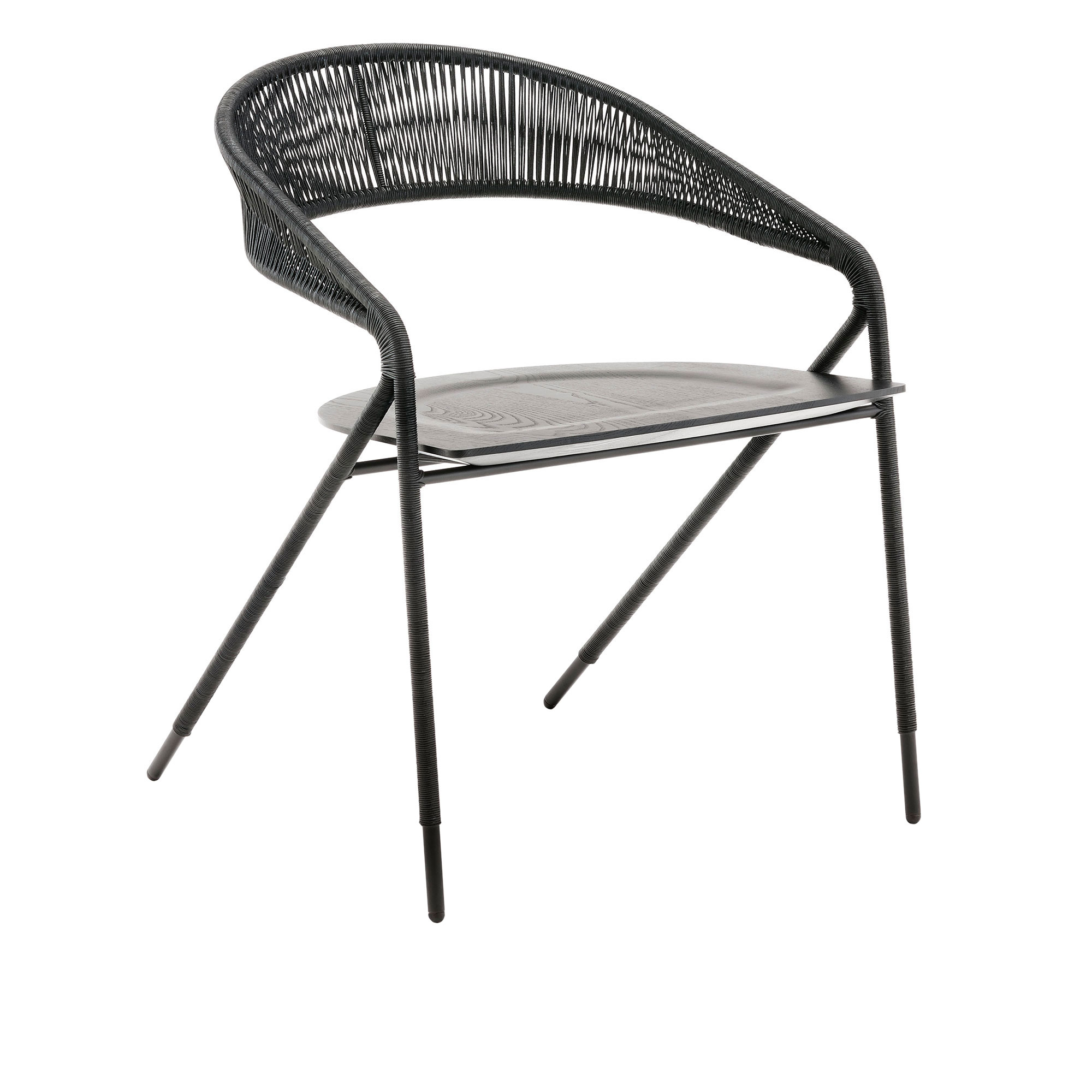 Living Divani - George's Hide Chair, Charcoal Dyed Ash, Weaving Hide Natural - Spisestoler - David Lopez Quincoces - Metall/Tre
