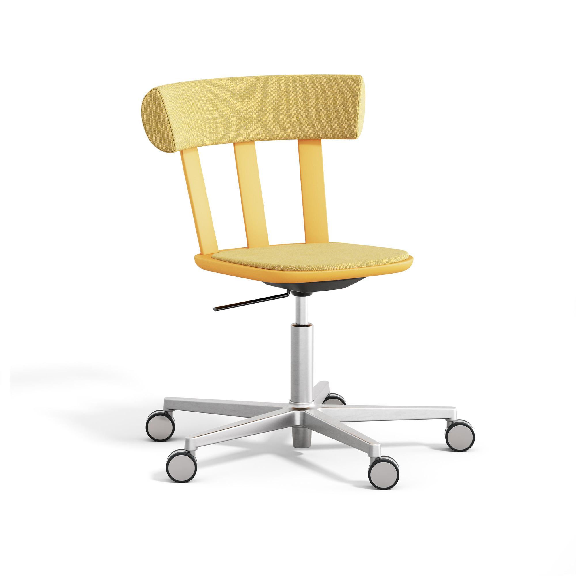 Stolab - Alt Stol Klädd Björk, S-Stativ Silver, Klargul 80, Hallingdal 65-407 - Form Us With Love - Gul - Metall/Trä