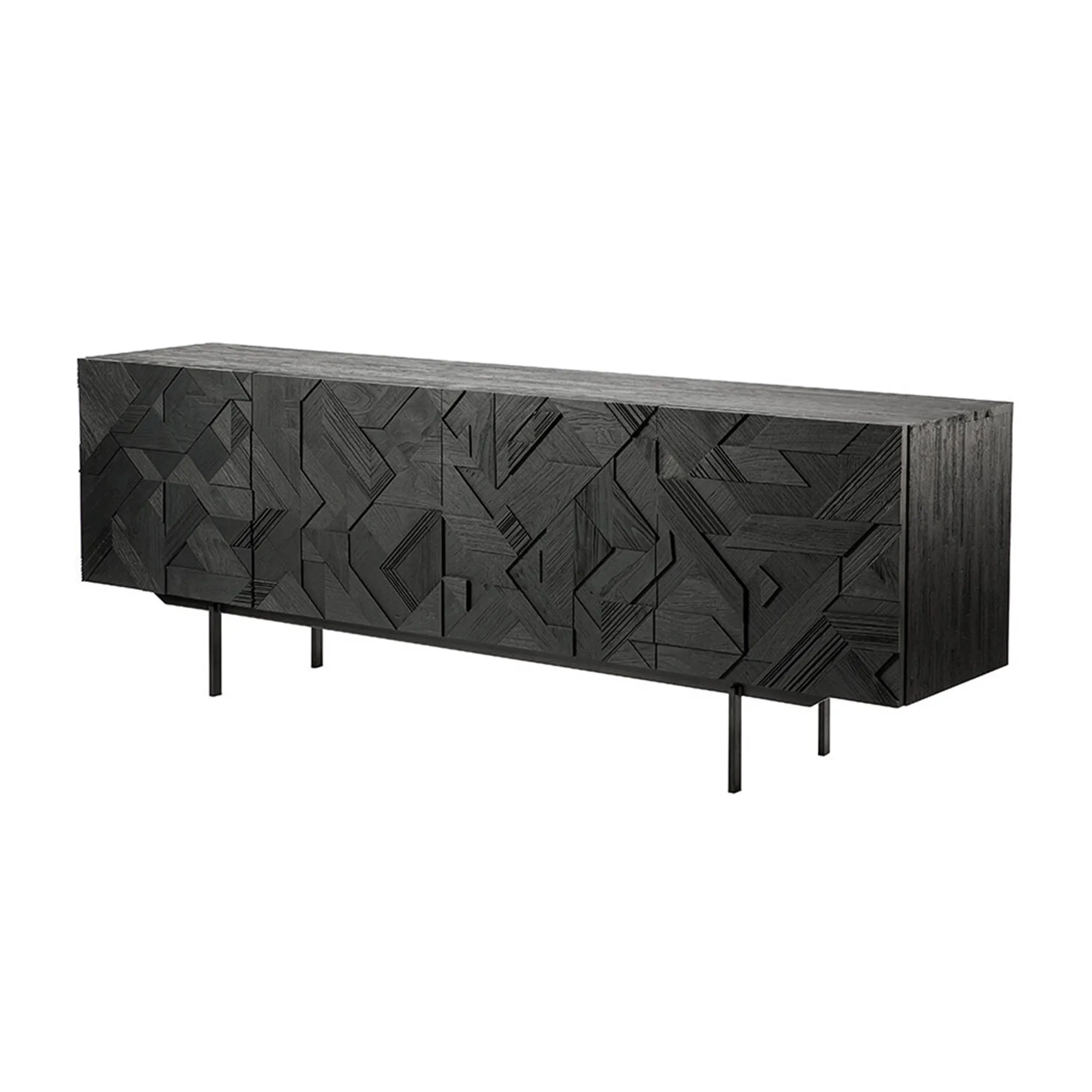 Teak Graphic Black Sideboard