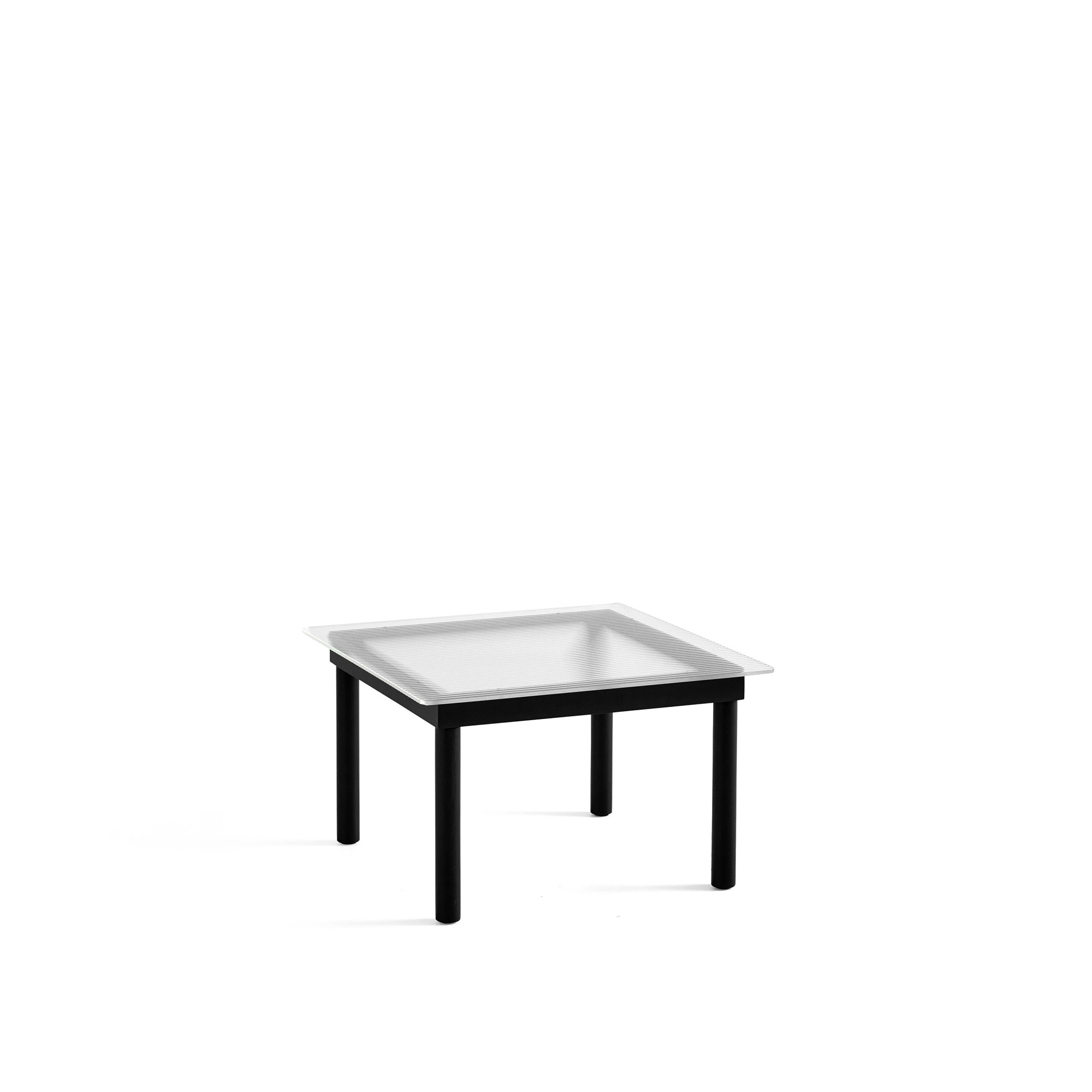 HAY - Kofi Black Water-Based Lacquered Oak Frame W. Clear Reeded Glass Tabletop 60X60 - Soffbord - Martin Solem - Svart - Glas/Trä