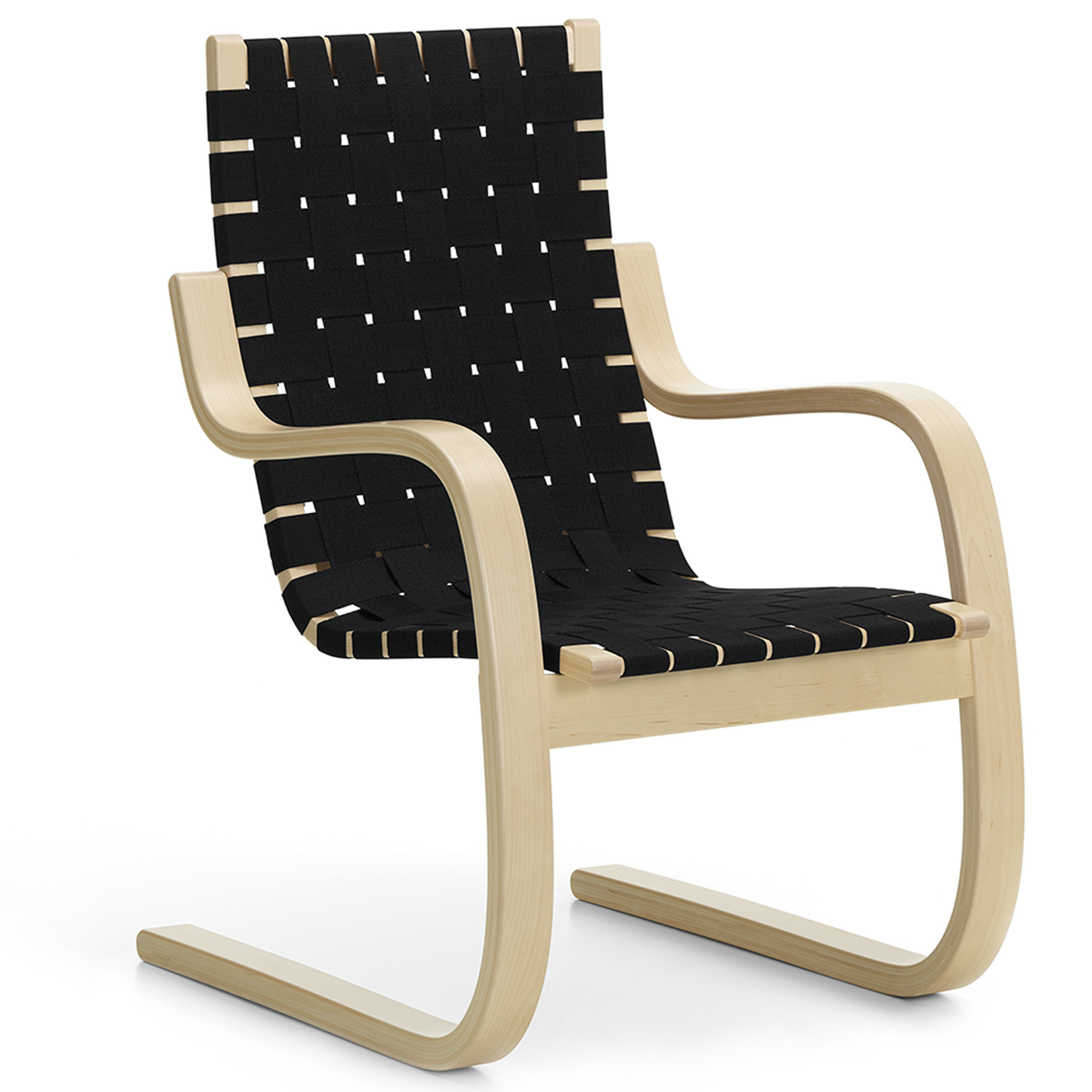 Artek - F&aring;t&ouml;lj 406, Svart sadelgjord - F&aring;t&ouml;ljer - Alvar Aalto - Svart - Tr&auml;/Textilmaterial