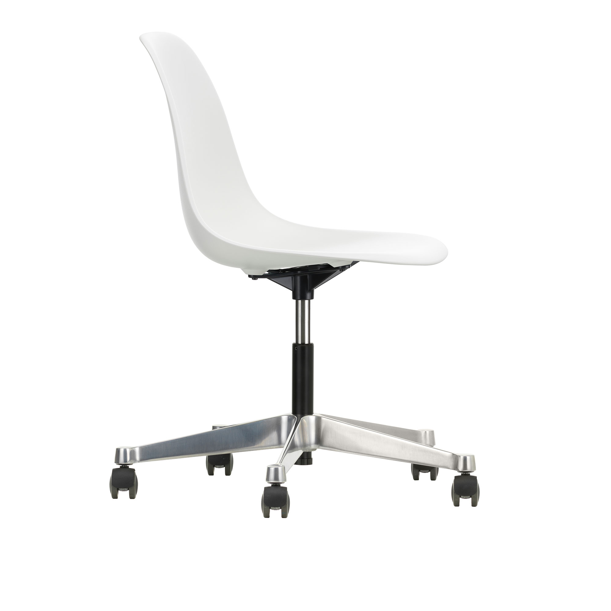 Vitra - Eames Plastic Chair PSCC - 04 White - Castors Hard - Skrivbordsstolar - Charles & Ray Eames - Vit