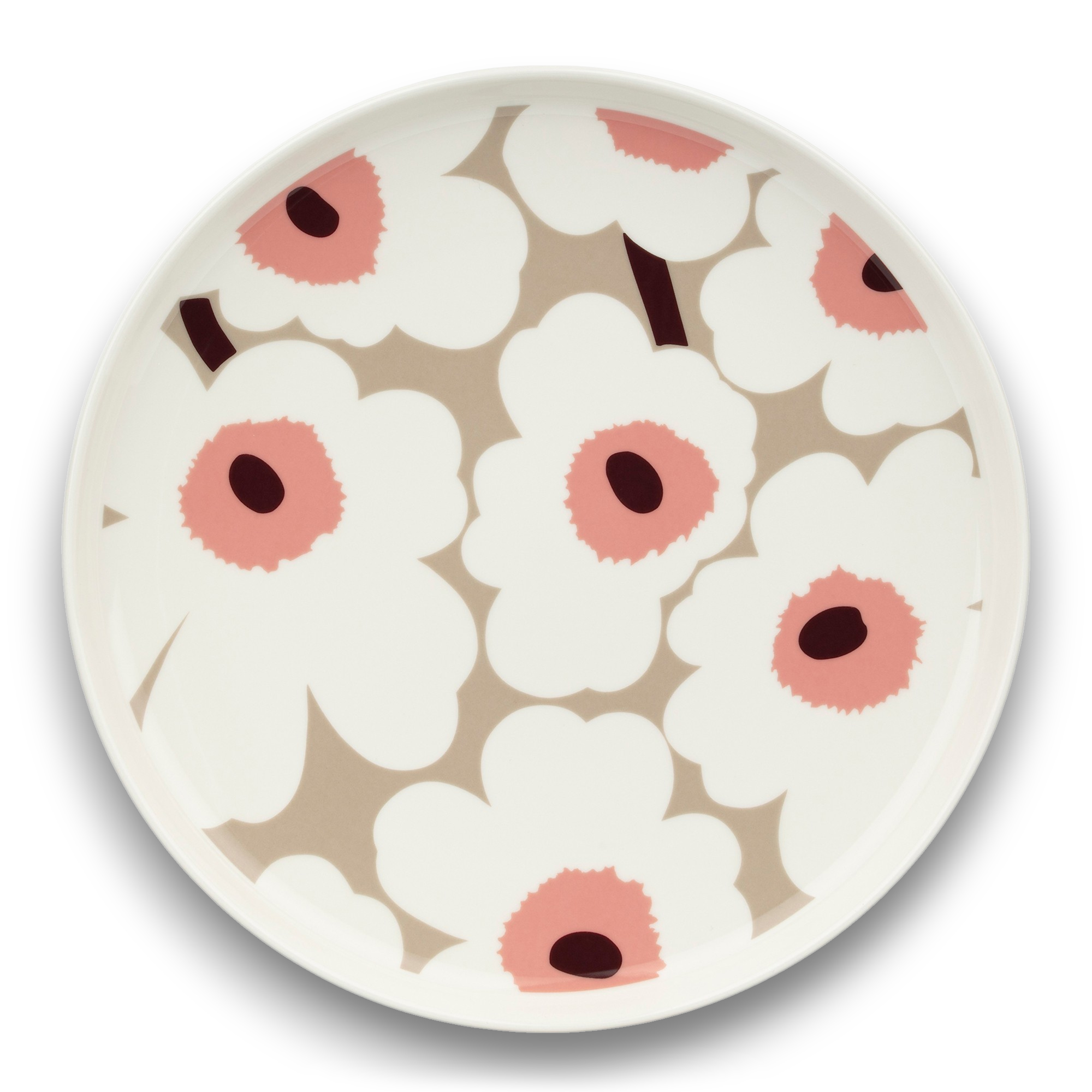 Marimekko - Unikko Plate 25cm White Clay Rose - Mattallrikar - Sami Ruotsalainen