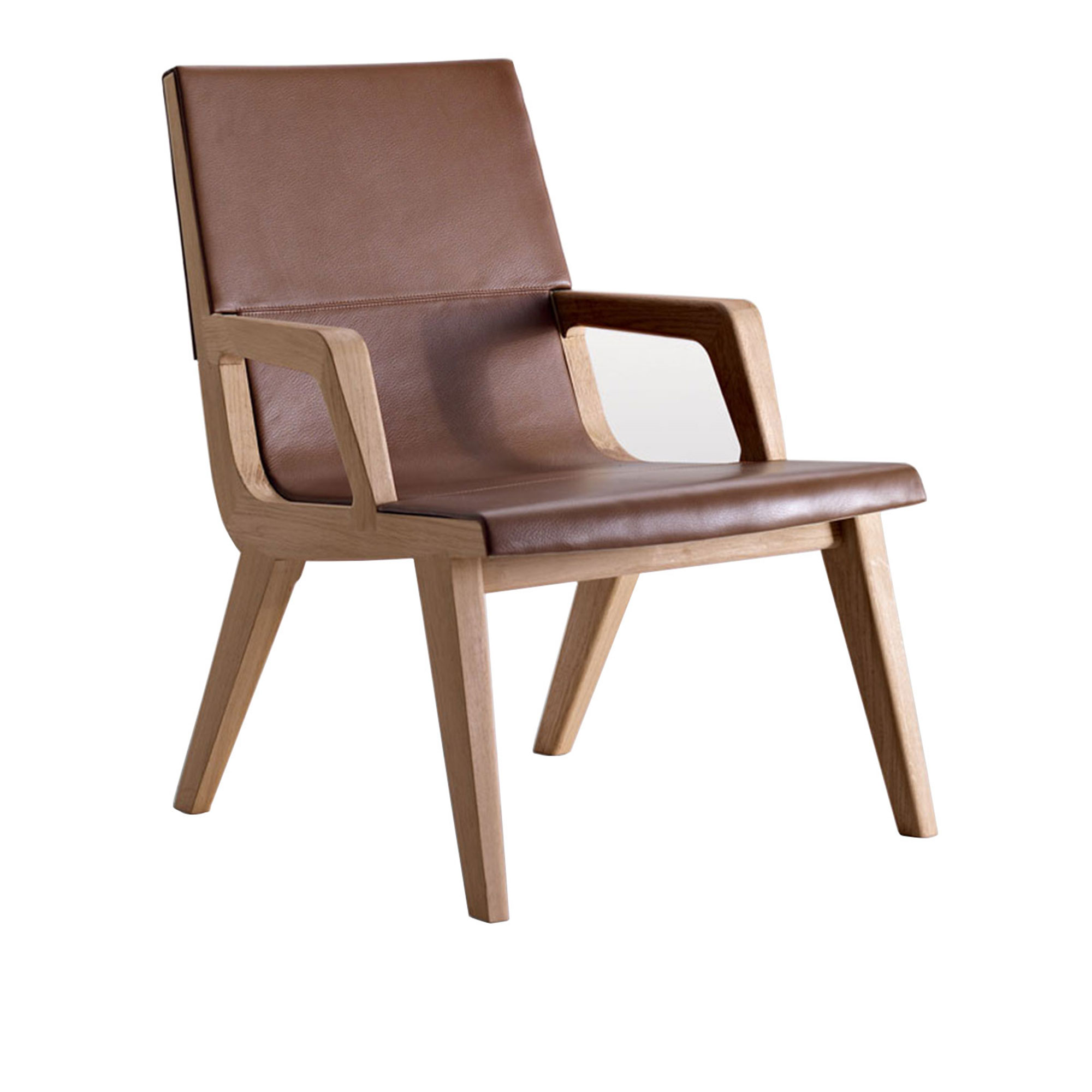 Maxalto - Acanto Chair with armrest ARSB, Brushed Light Oak, Leather Cat. Alfa, Alfa 201 - Matstolar - Antonio Citterio - Röd - Läder/Metall/Trä