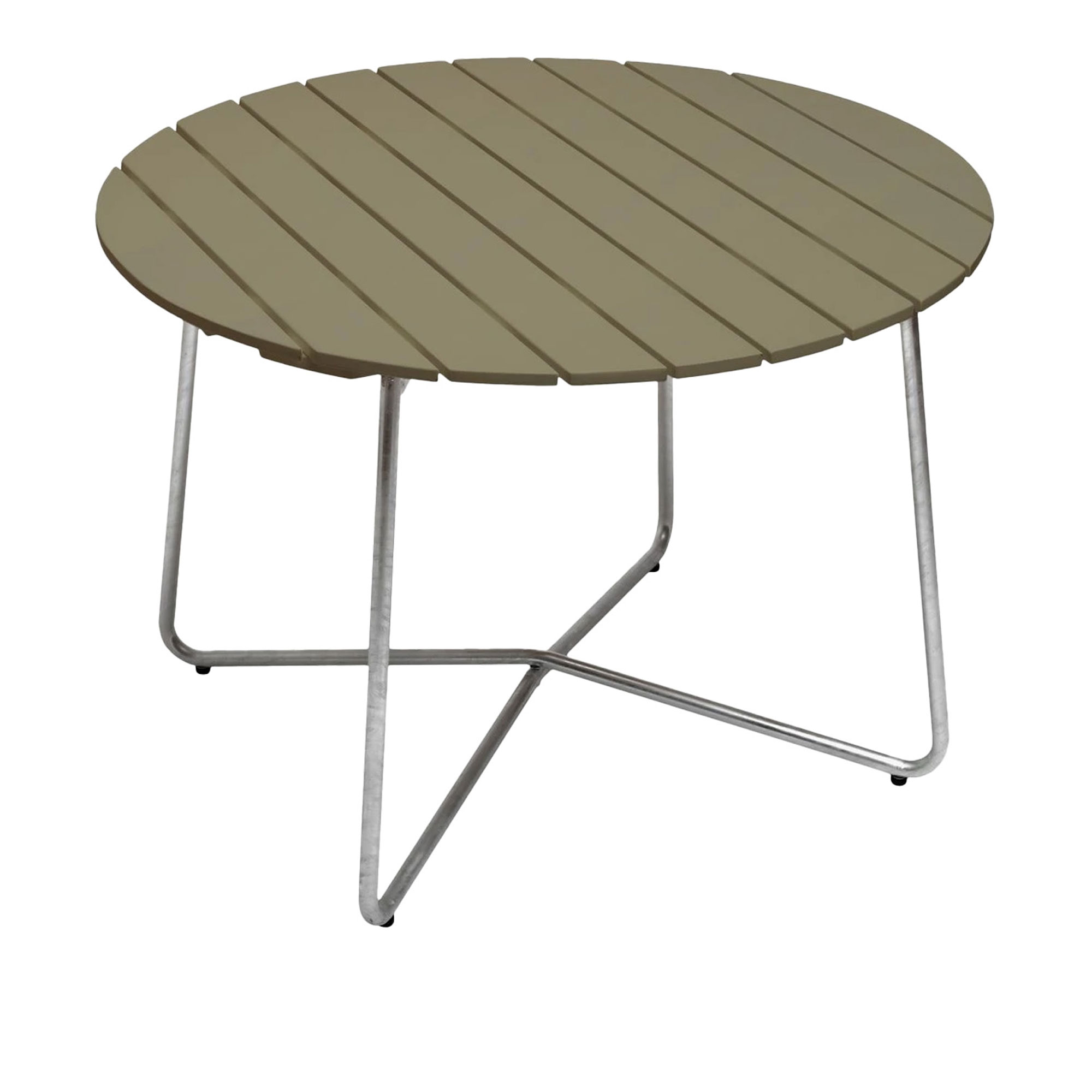 Grythyttan Stålmöbler - Bord 9A Ø100 cm Ljusgrön ek / Varmförzinkat stativ - Matbord utomhus - Grön | Utemöbler - Utebord - Matbord Utomhus | Möbelexperten