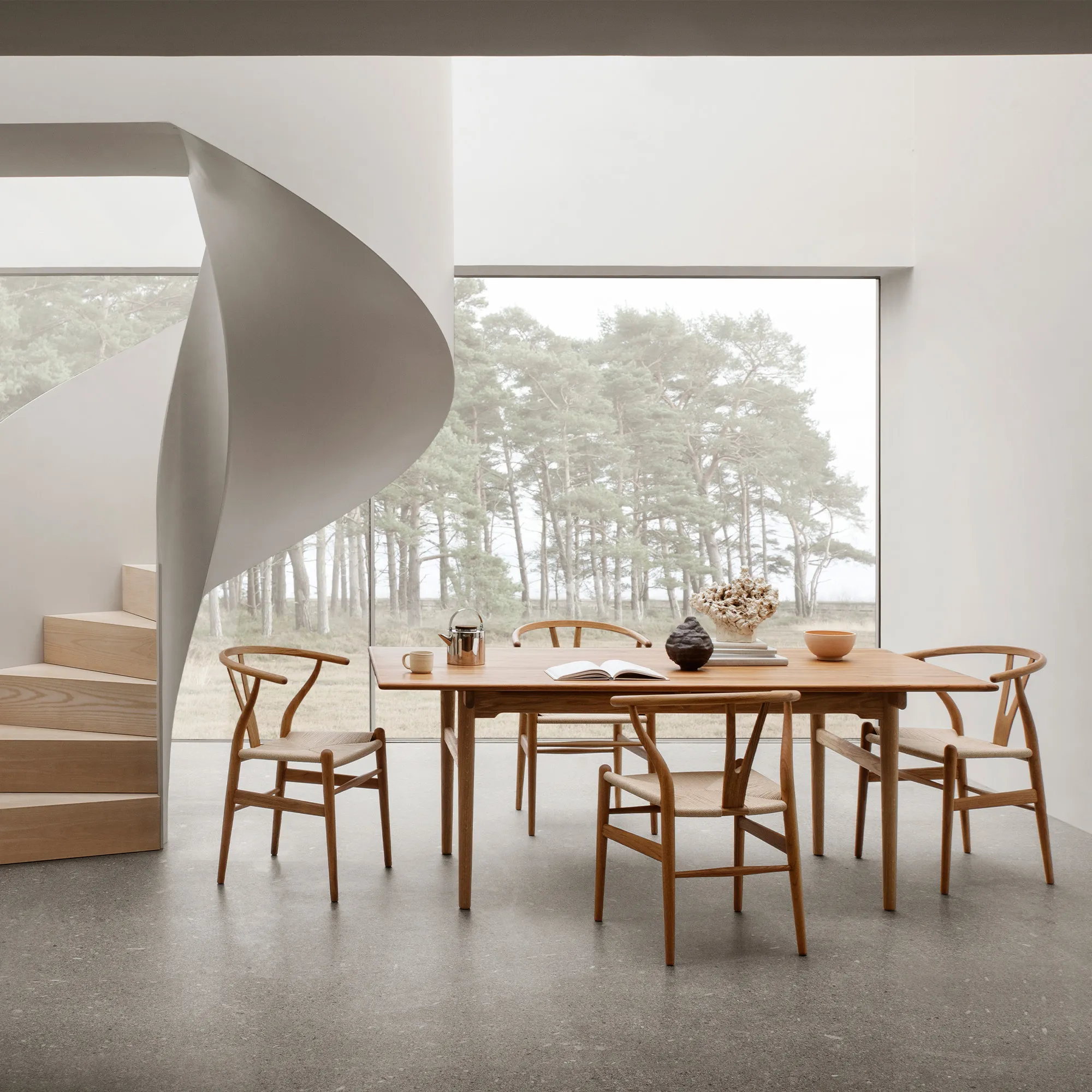 CH24 Y-stolen teak/naturflätat papperssnöre