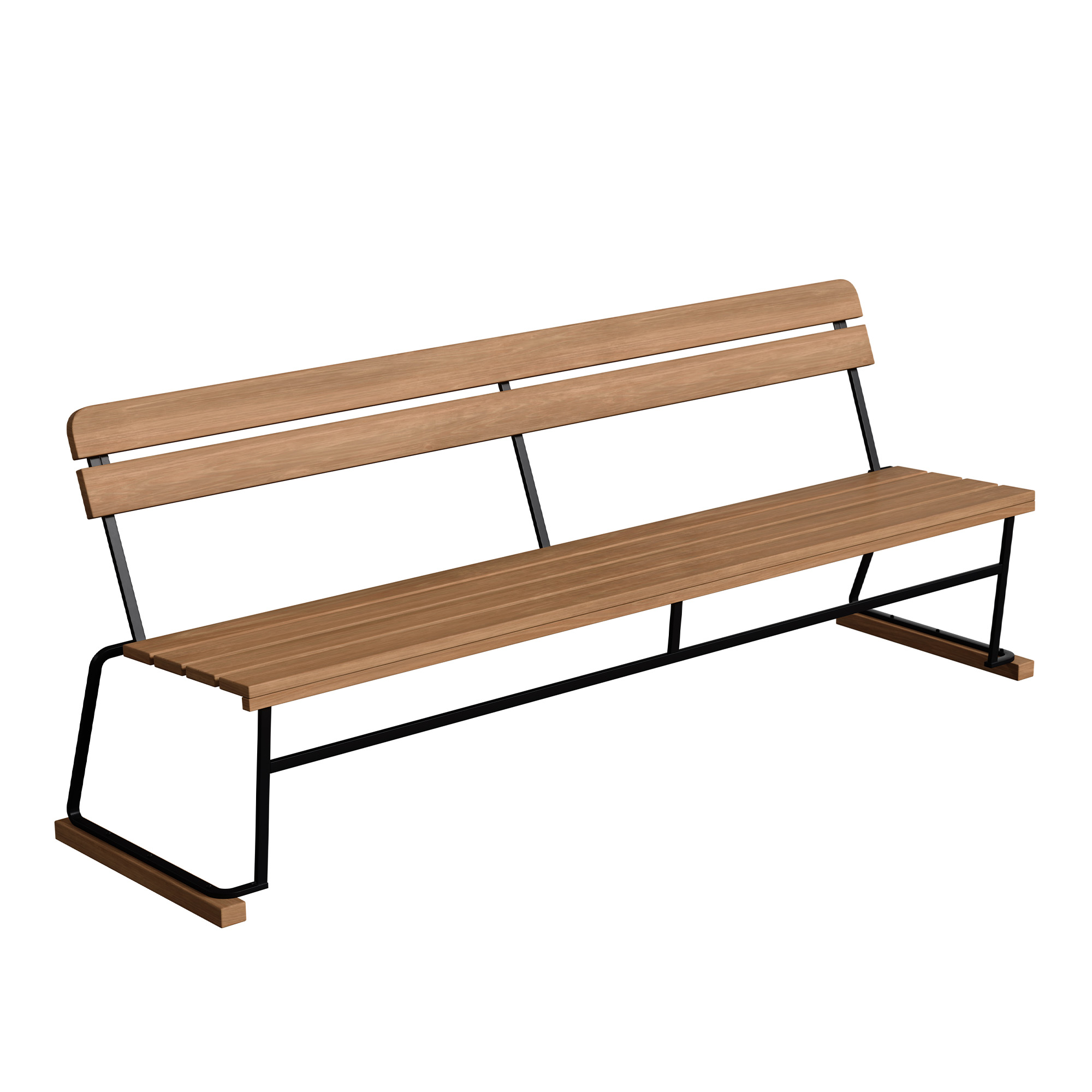 Grythyttan Stålmöbler - Soffa 5 Obehandlad Teak / Svart Stativ - Trädgårdsbänkar - Träfärgad - Metall/Trä | Utemöbler - Utestolar - Trädgårdsbänkar | Möbelexperten