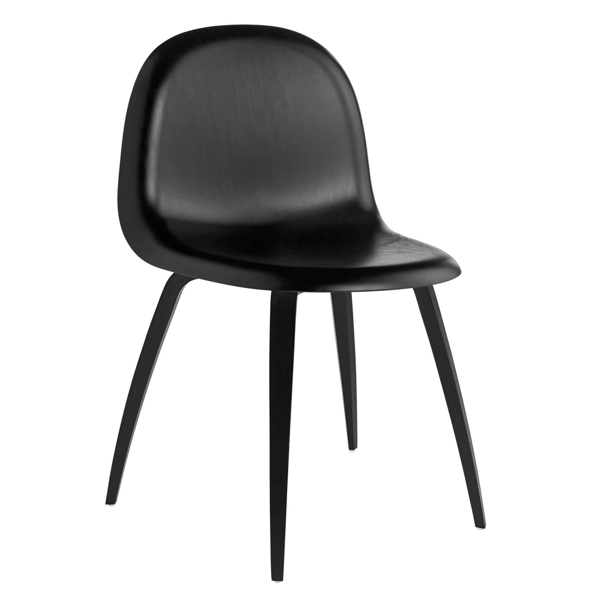 Gubi - 3D Dining Chair Ej Klädd Wood Base  Top - Black stained beech - Matstolar - Trä