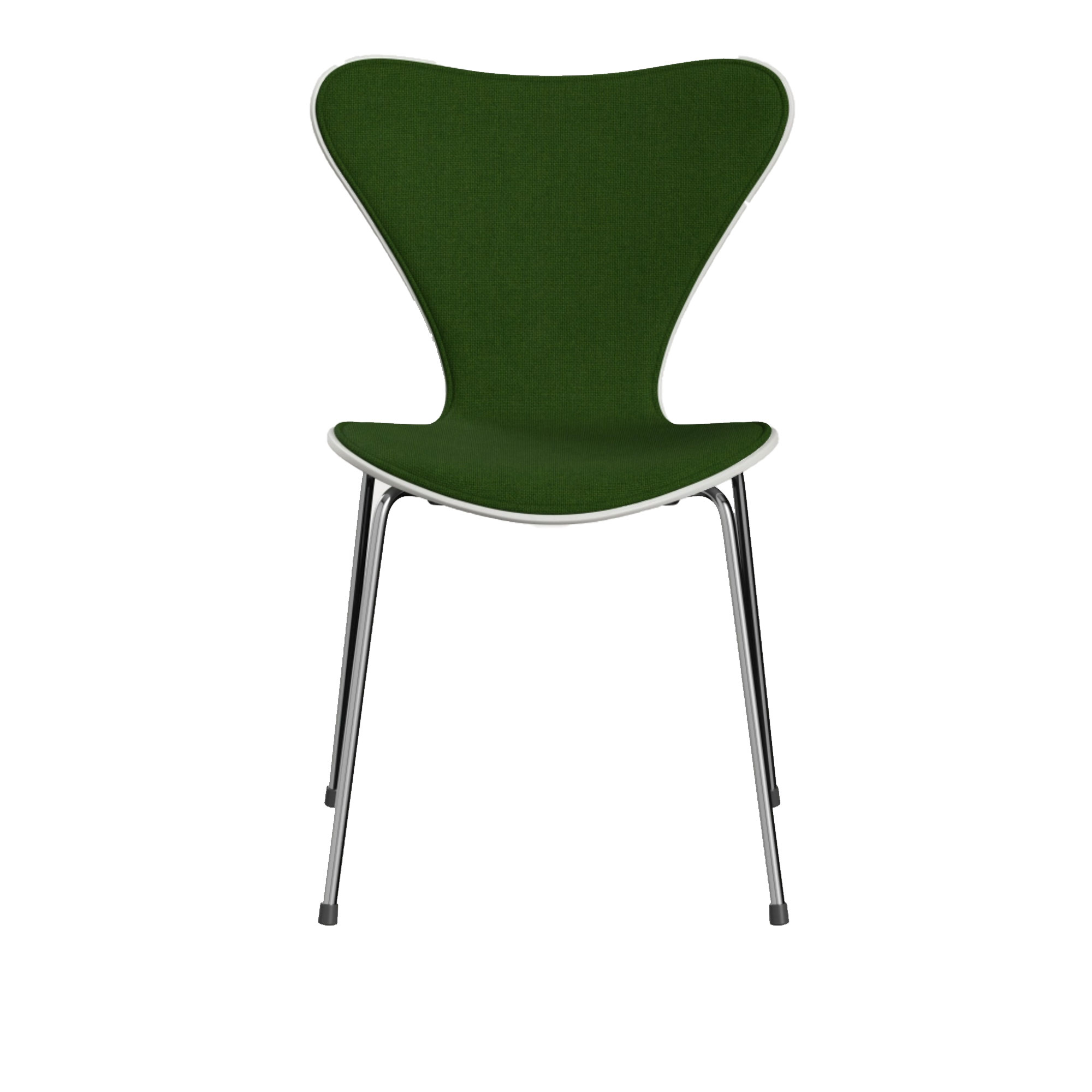 Fritz Hansen - 3107 Sjuan - Framsidesklädd, White, Tyg, Hallingdal 960 - Matstolar - designer_arne_jacobsen - Grön - Metall/Trä/Textilmaterial