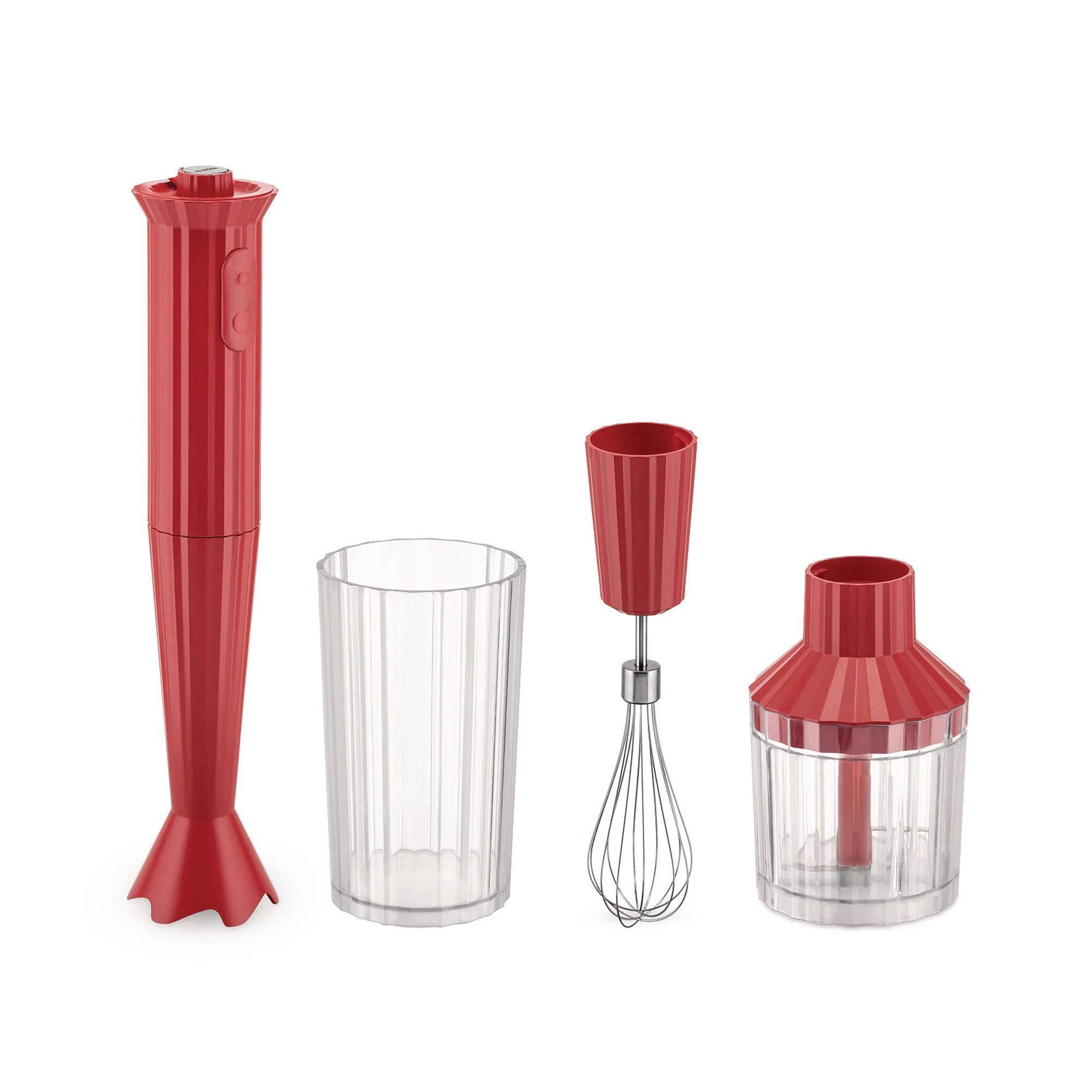 Alessi - Plissé Hand blender set - Red - Köksassistenter och mixers - designer_michele_de_lucchi - Röd