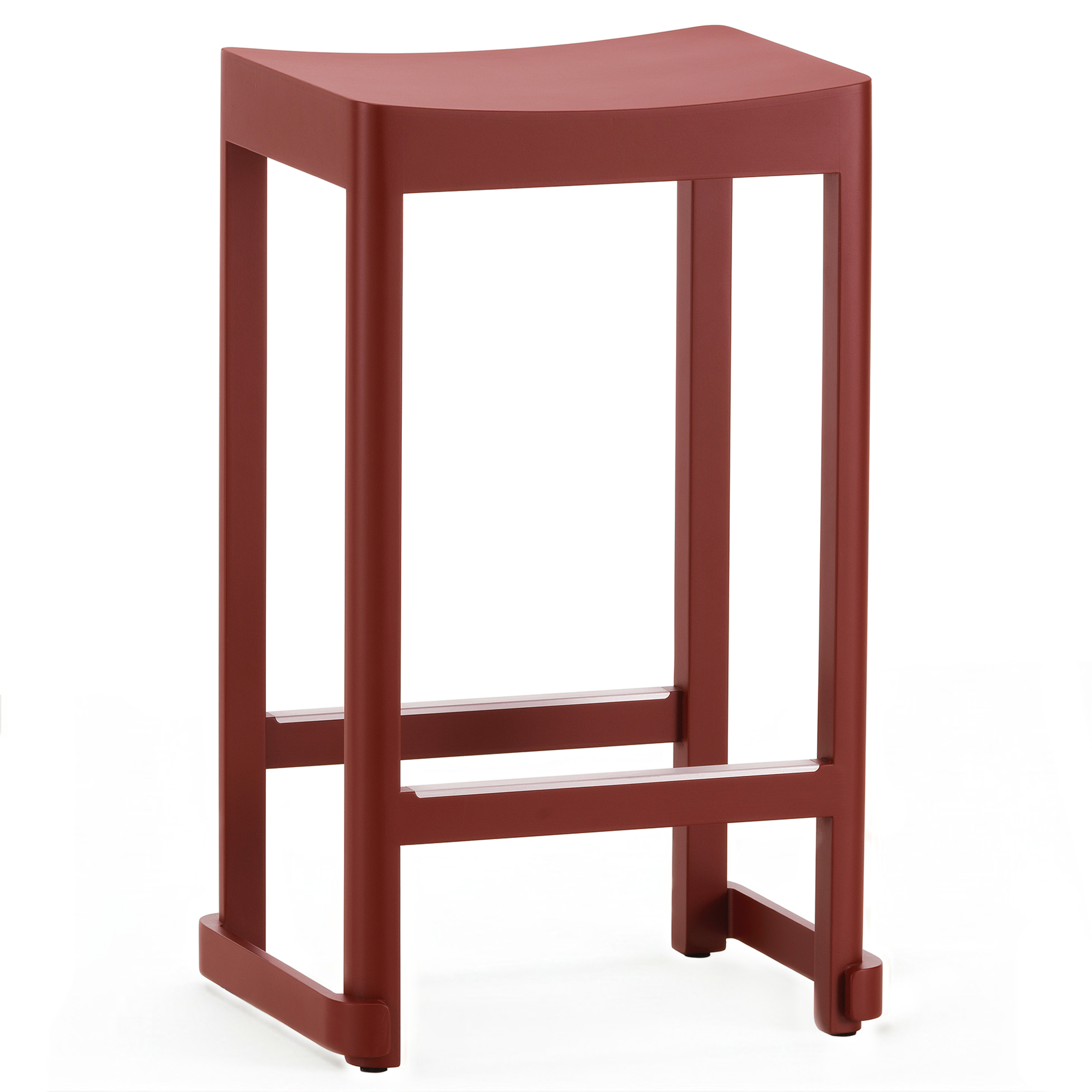 Artek - Atelier Stool 65 cm Beech Dark Red Lacquered - Barstolar - TAF Studio - R&ouml;d - Tr&auml;