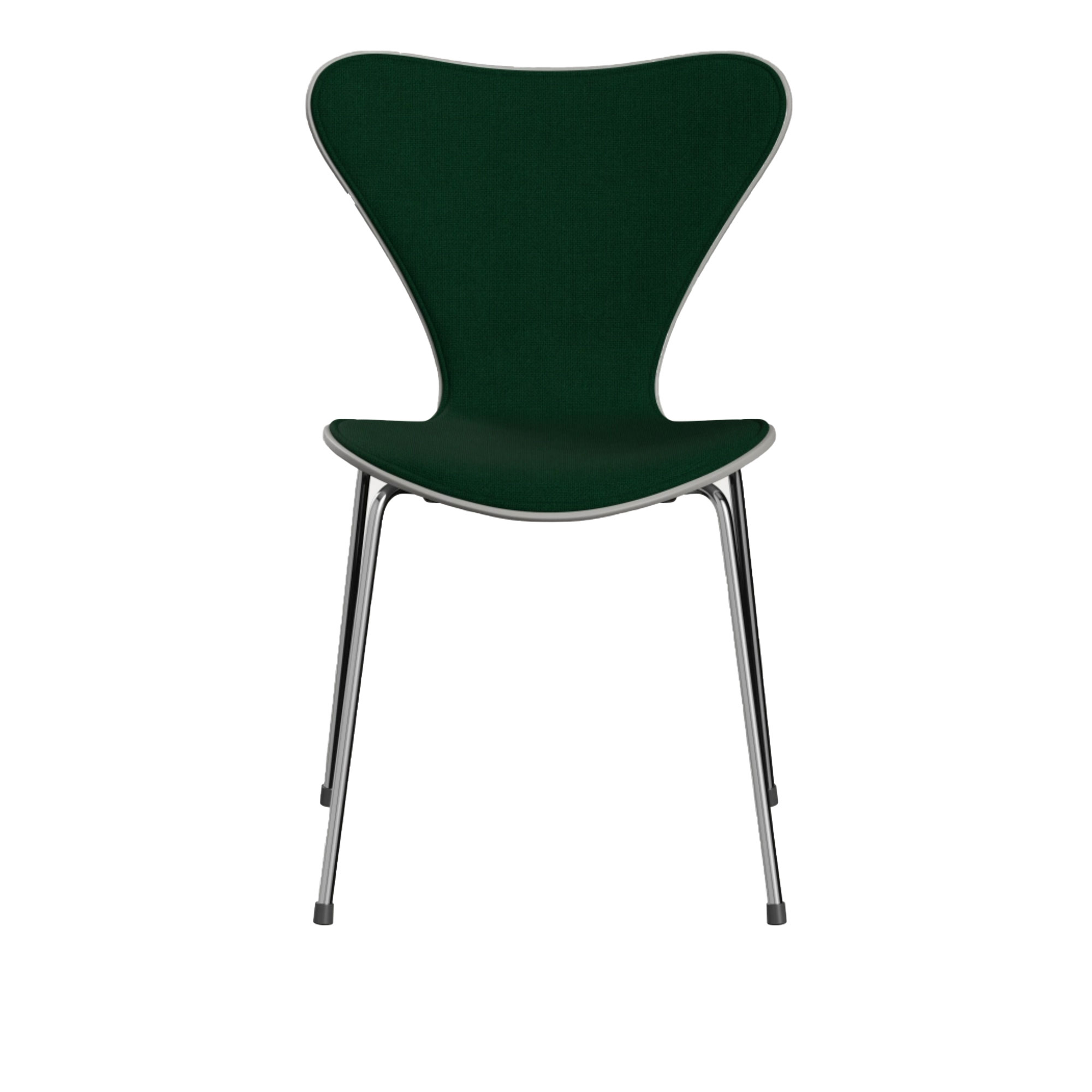 Fritz Hansen - 3107 Sjuan - Framsidesklädd, Nine Grey, Tyg, Hallingdal 944 - Matstolar - designer_arne_jacobsen - Grön - Metall/Trä/Textilmaterial