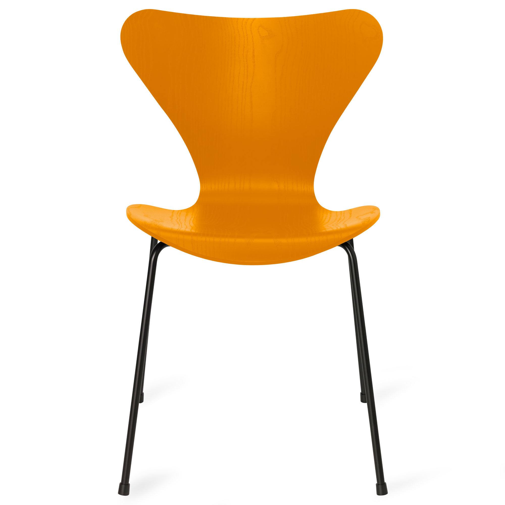 Fritz Hansen - Sjuan 3107 stol färgad askfanér black / burnt yellow - Matstolar - Arne Jacobsen - Gul - Metall/Trä | Möbler - Stolar Och Pallar - Matstolar | Möbelexperten