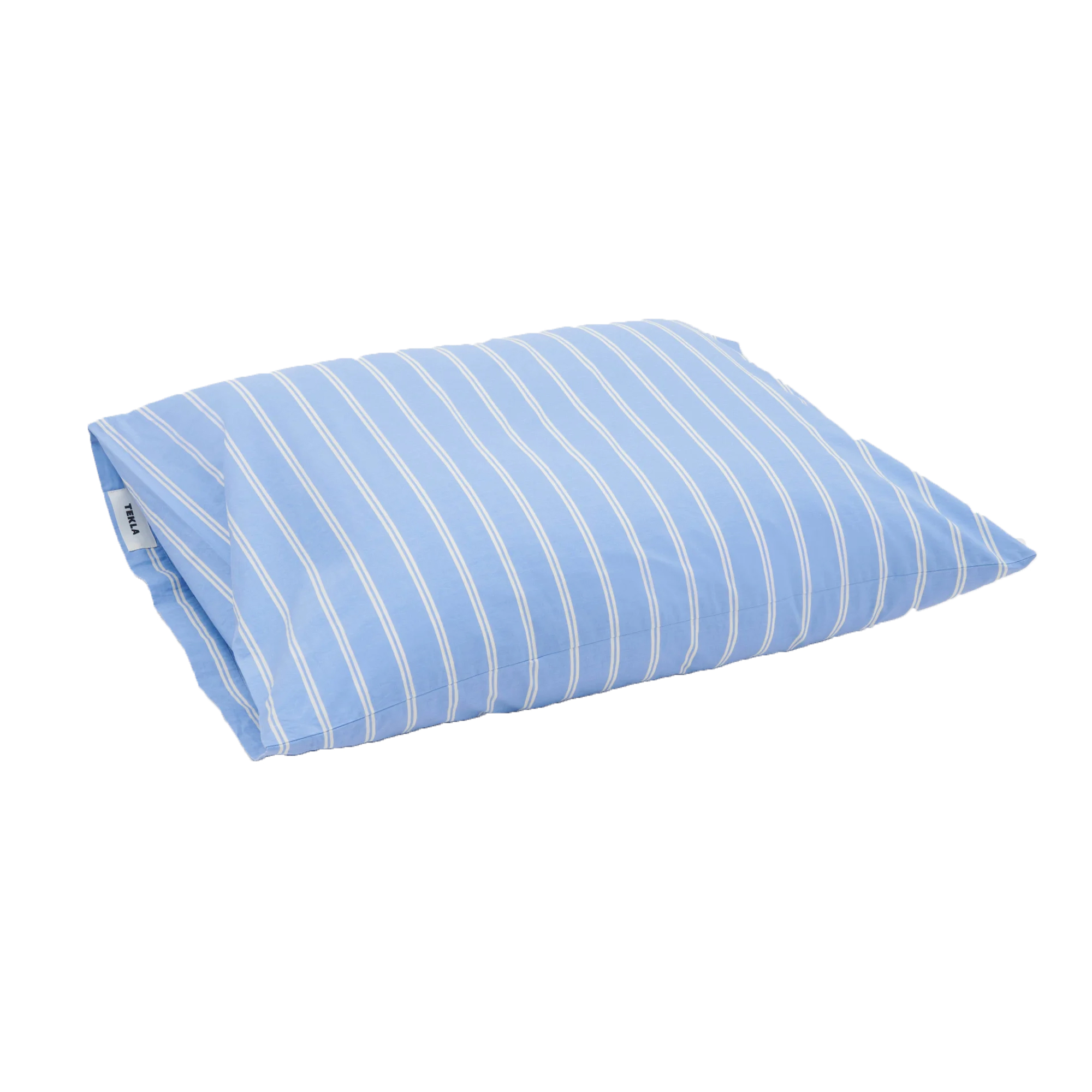 Tekla - Percale Pillow Sham Island Blue Stripes 50x60 - Örngott - Blå
