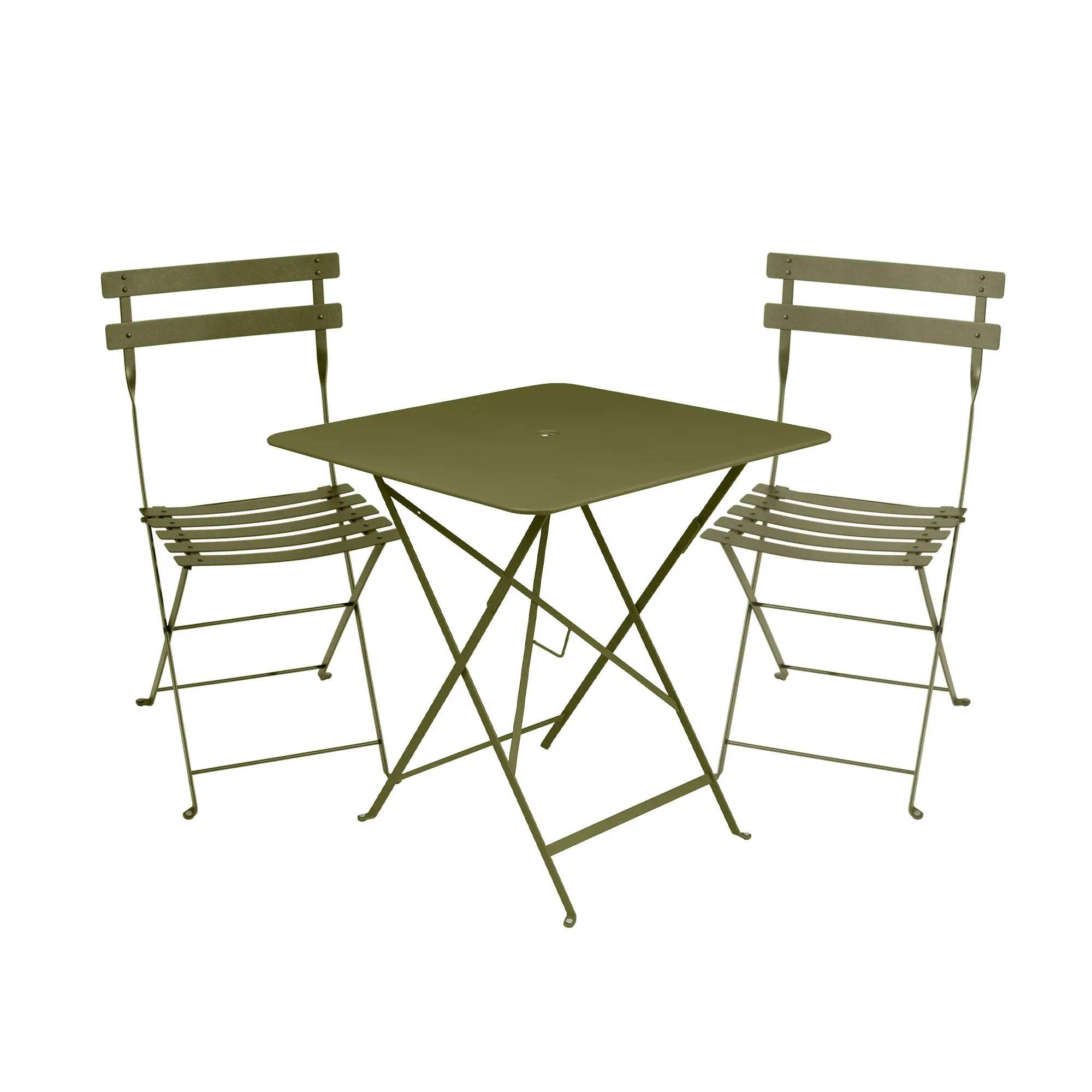 Bistro matgrupp bord 71cm & 2 metall stolar
