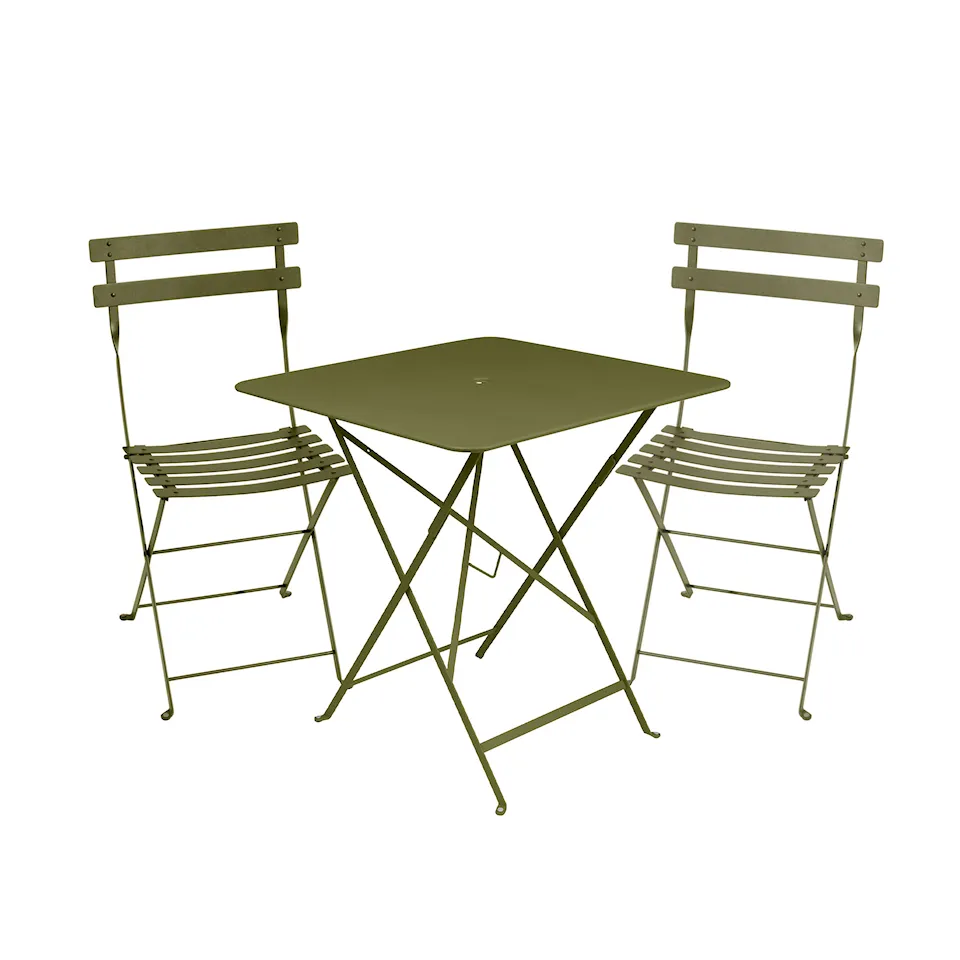 Bistro matgrupp bord 71cm & 2 metall stolar
