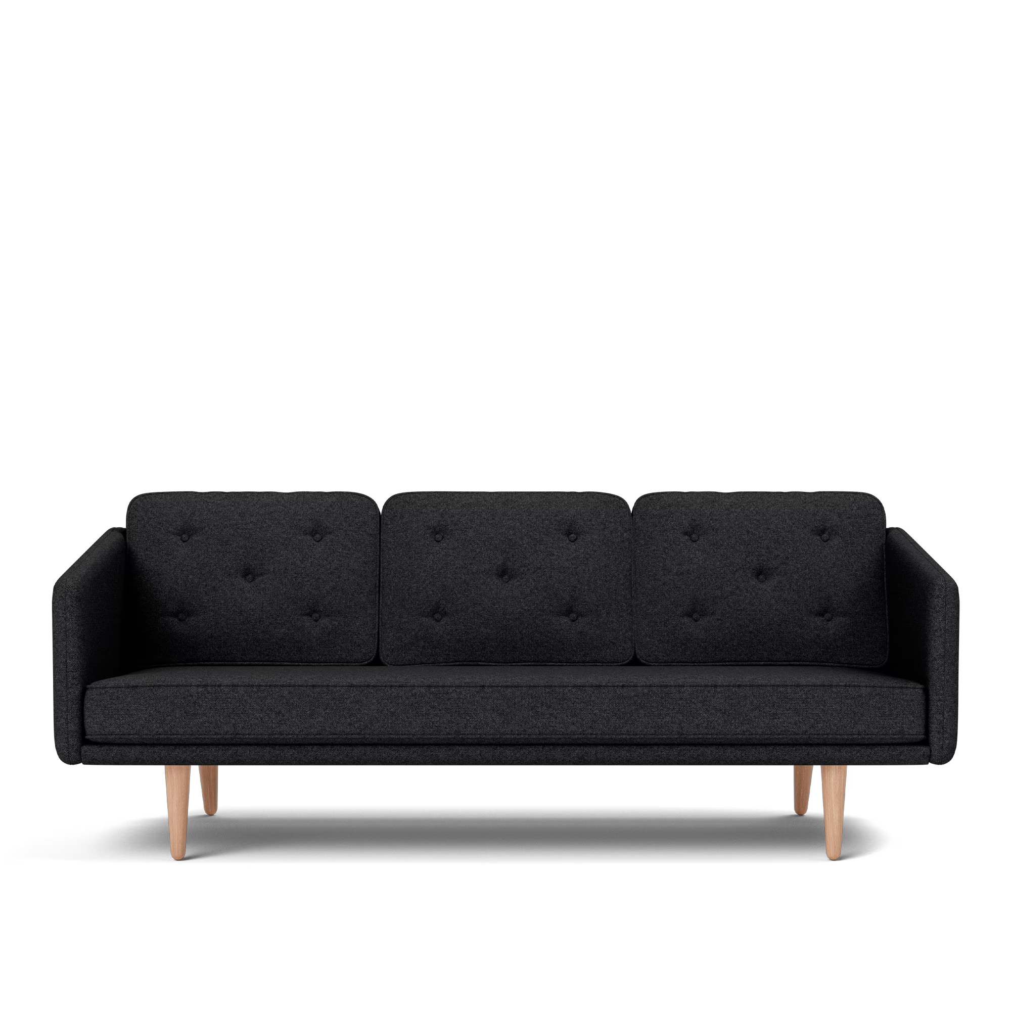 Fredericia Furniture - No. 1 Sofa - 3 seater - 206 cm - Hallingdal 180 - Oak oil - Soffor - Børge Mogensen - Svart - Textilmaterial