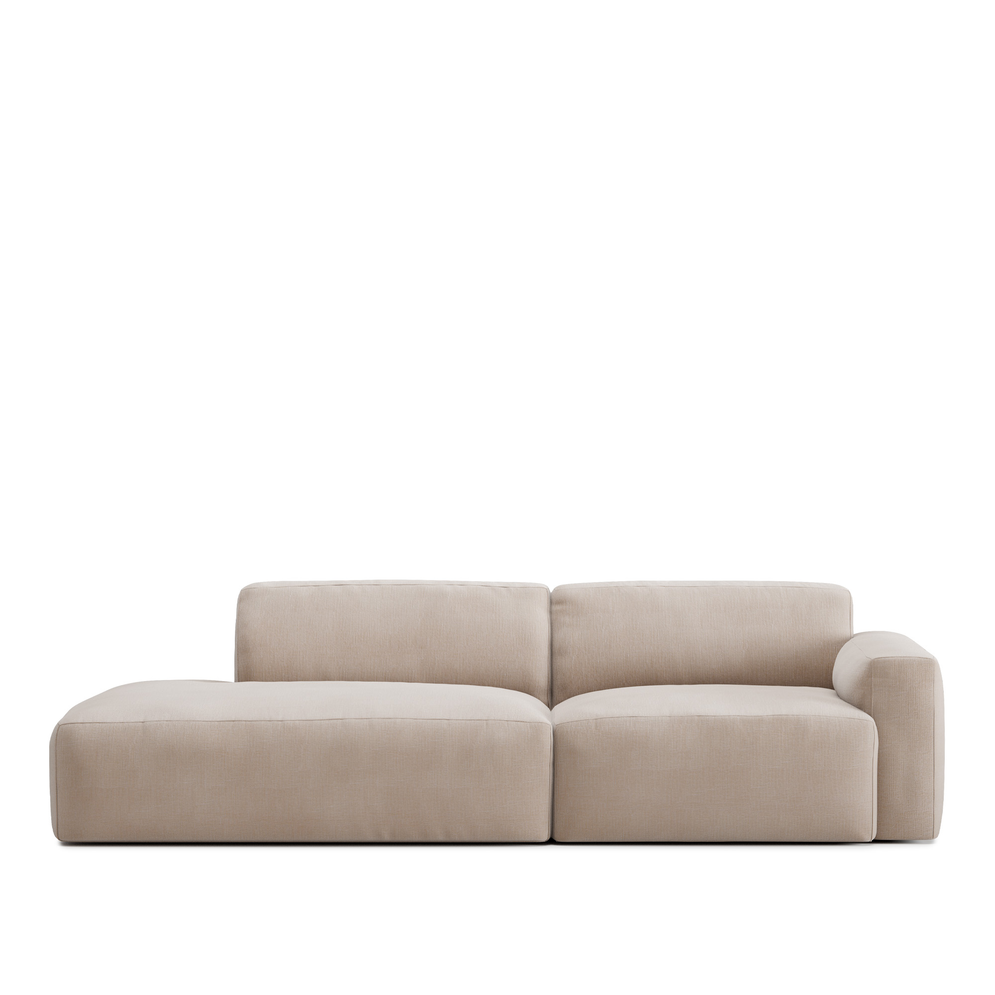 no ga - brick 2-seater open end left med avtagbar klädsel – shadow beige - soffor - beige - dun/metall/trä/textilmaterial