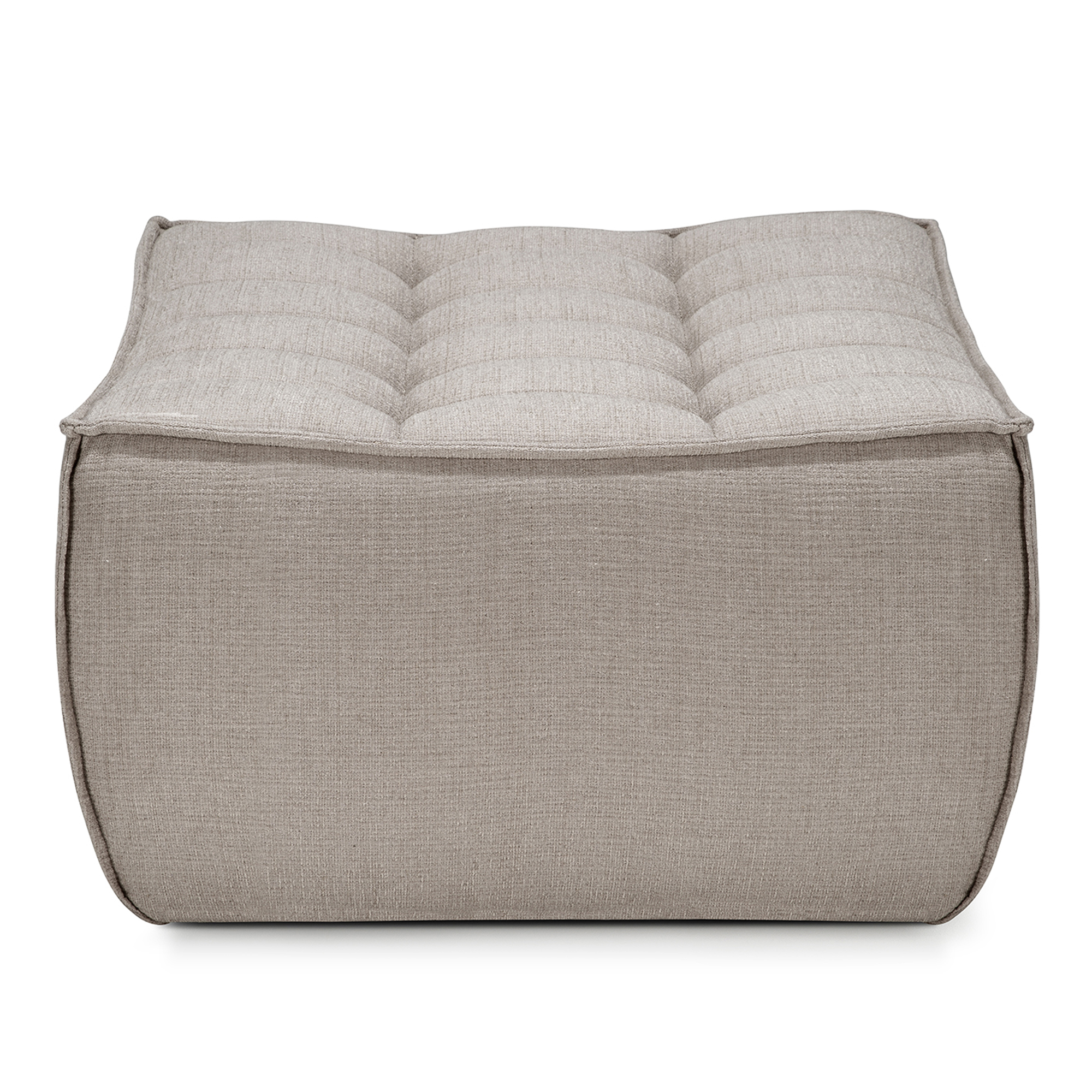 Ethnicraft - N701 Footstool - Ecru Eco Fabric - Fotpallar - Jacques Deneef - Träfärgad - Textilmaterial | Möbler - Fåtöljer Och Puffar - Fotpallar | Möbelexperten