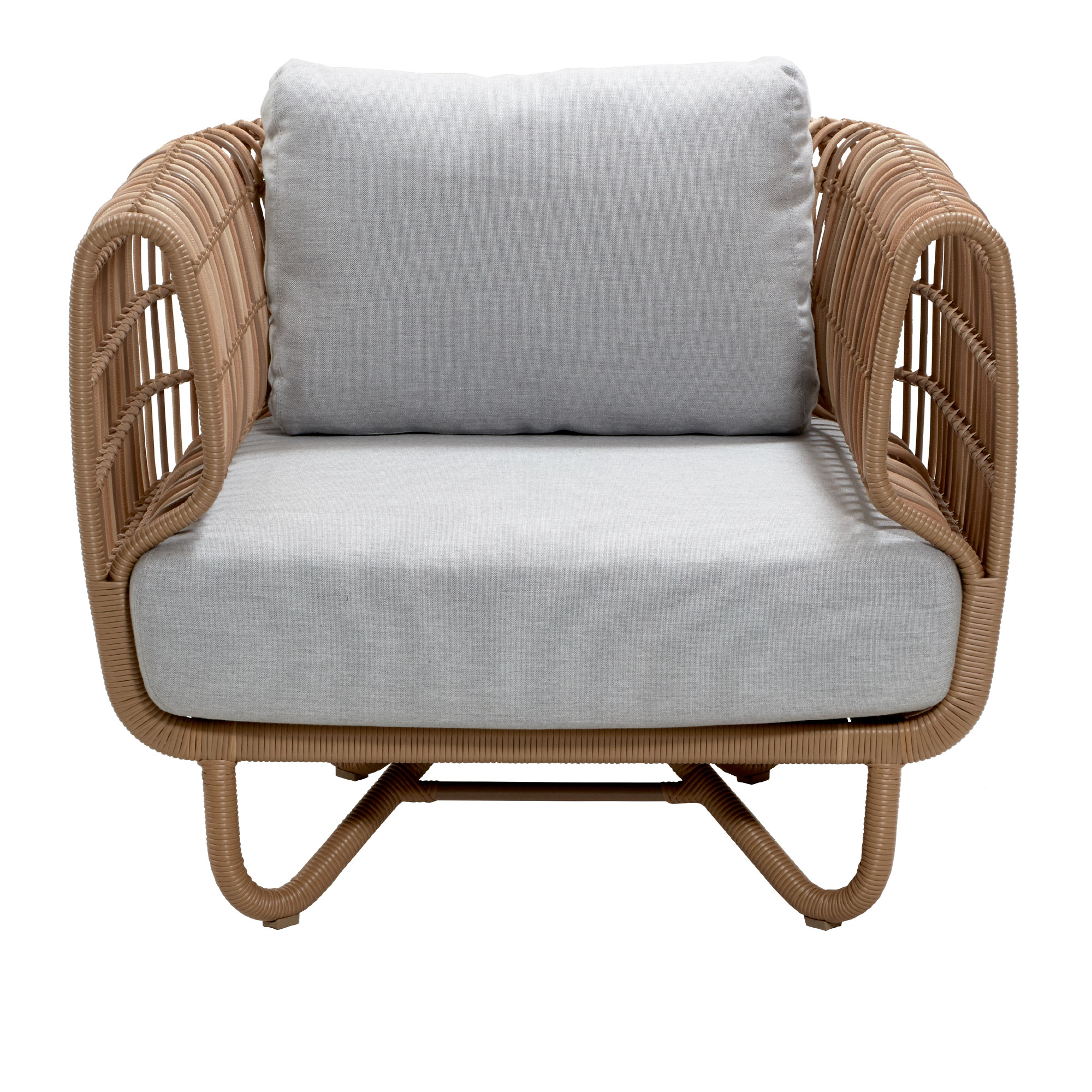 Cane-Line - Nest Outdoor Lounge Chair Natural / Light Grey - Fåtöljer utomhus - Foersom & Hiort-Lorenzen MDD - Grå - Metall/Textilmaterial | Utemöbler - Loungemöbler - Fåtöljer Utomhus | Möbelexperten