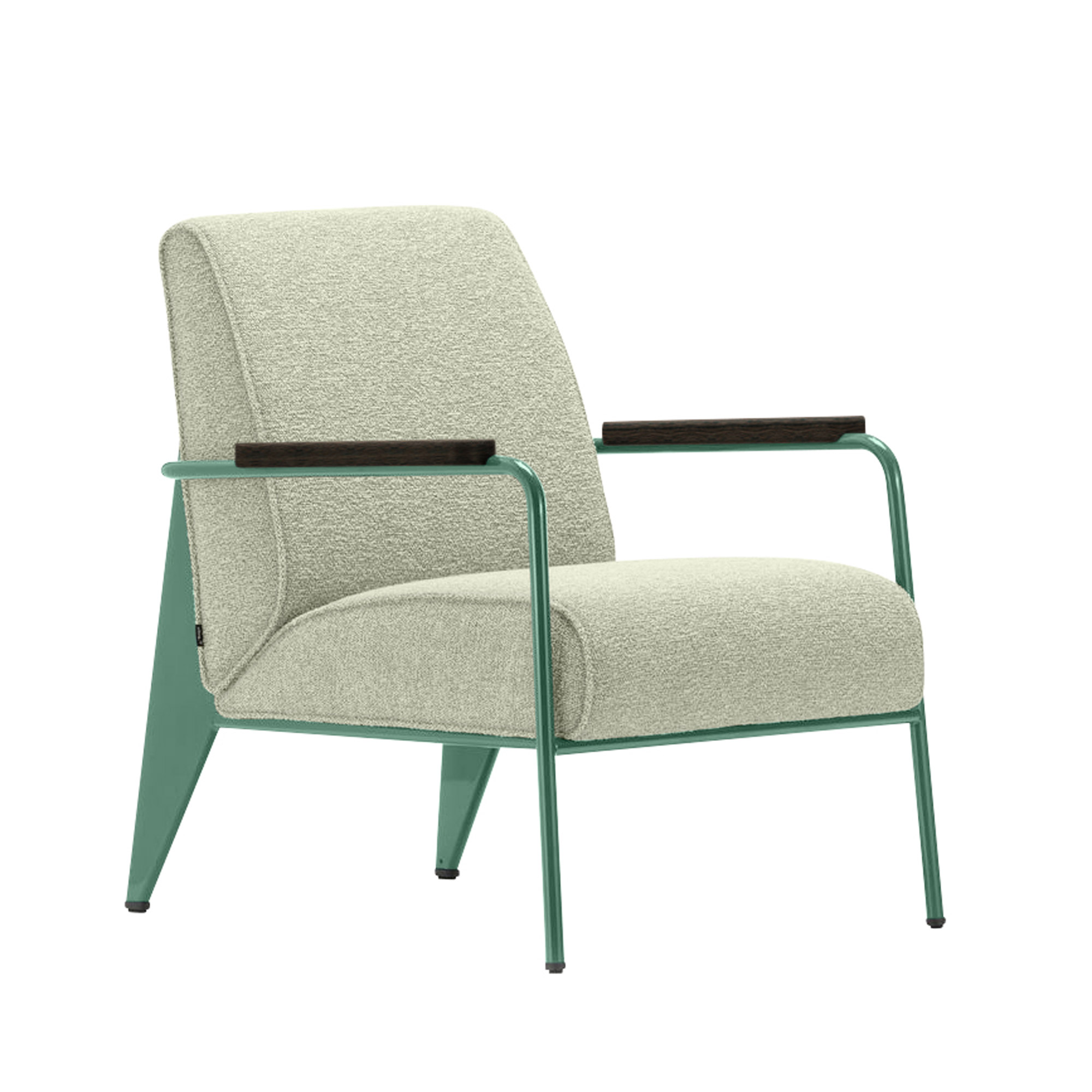 Vitra - Fauteuil de Salon, Prouvé Blé Vert, Dark Oak,  Fabric Cat. F100 Nubia Col. 03 Cream/Sand - Fåtöljer - Jean Prouvé - Beige - Metall/Trä/Skum