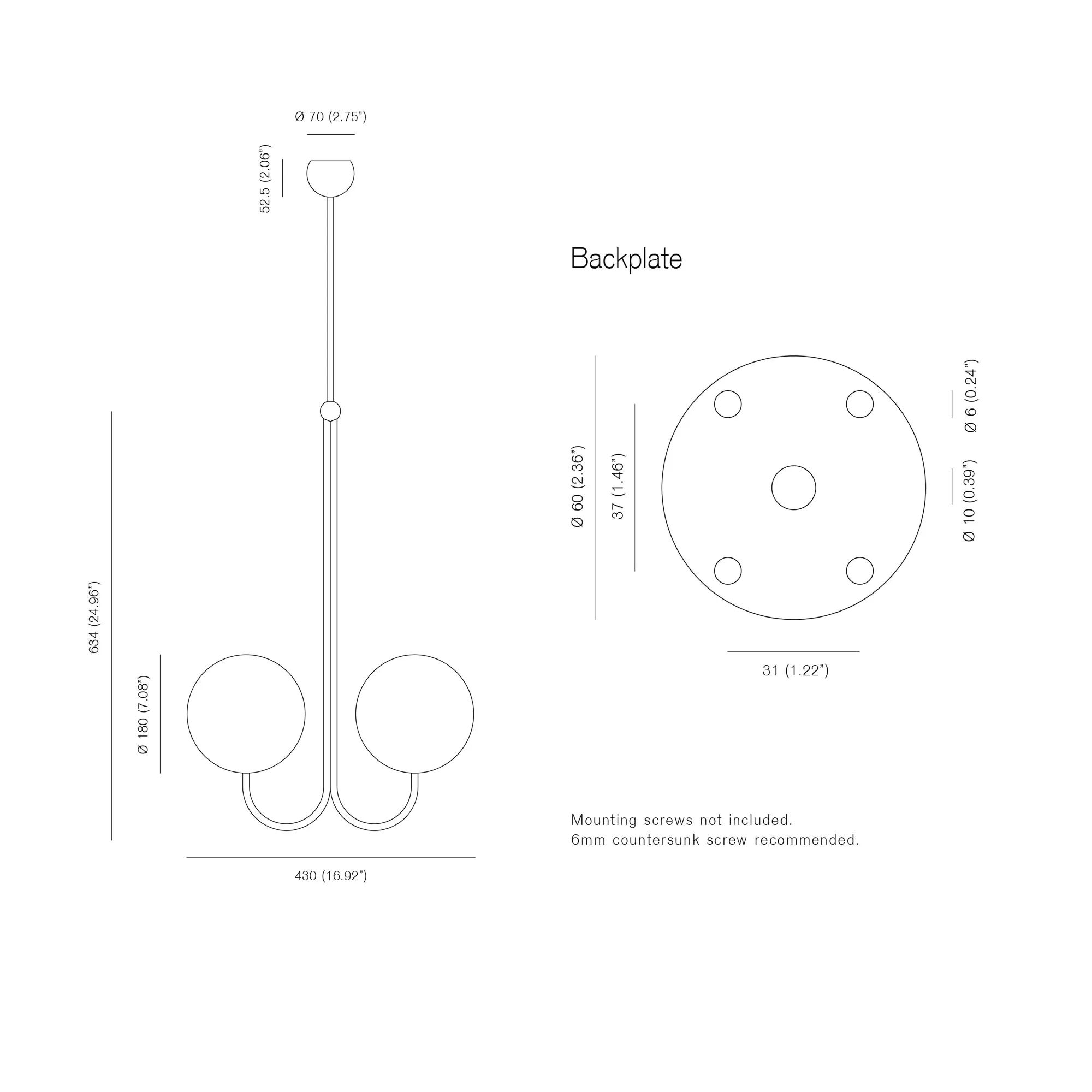 Double Angle Pendant Satin Brass