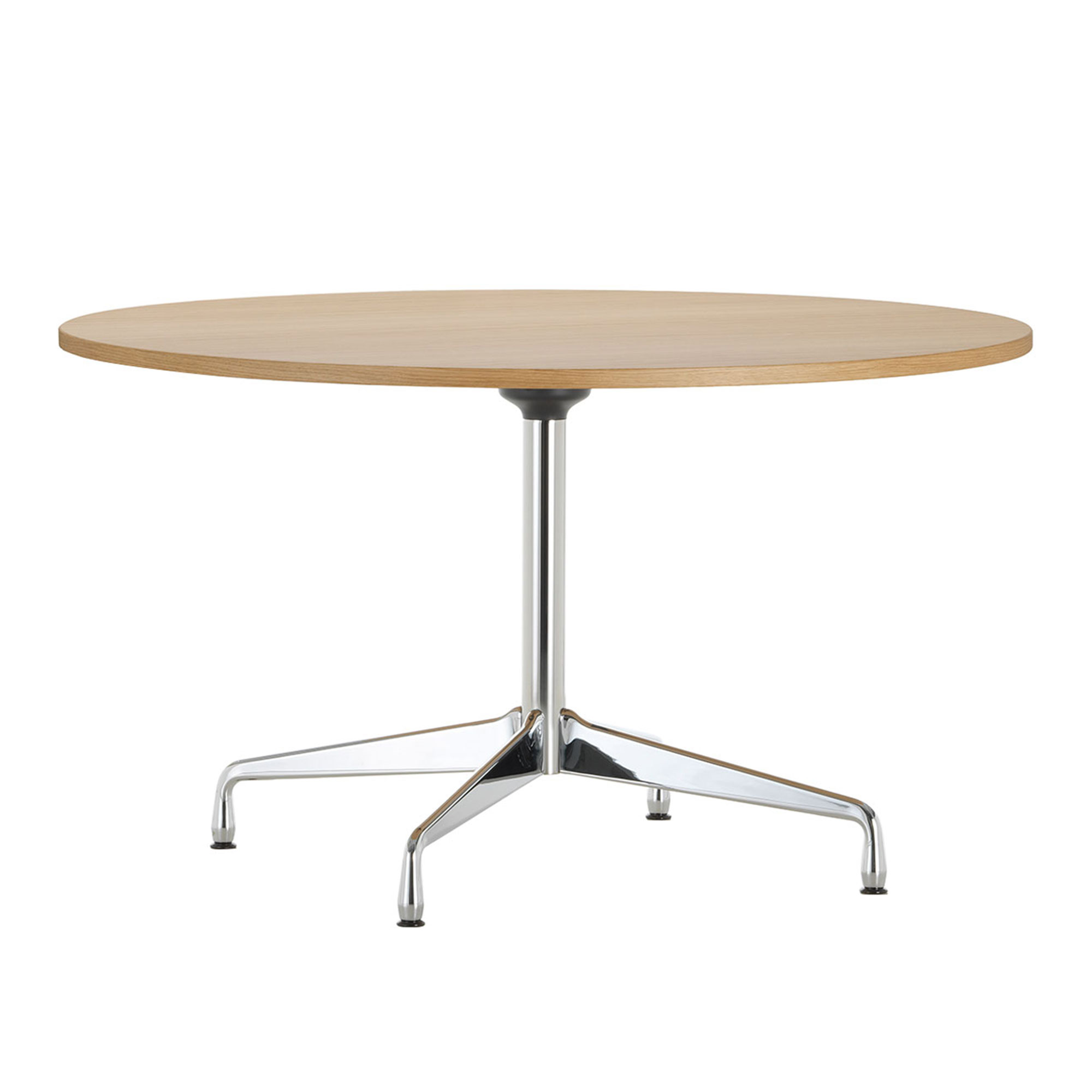 Vitra - Eames Segmented Tables Dining, Round Table, Ø 130, Table Top Solid American Walnut, Oiled Finish, Legs Chrome, Column Basic Dark - Matbord - Charles & Ray Eames - Brun - Metall/Trä