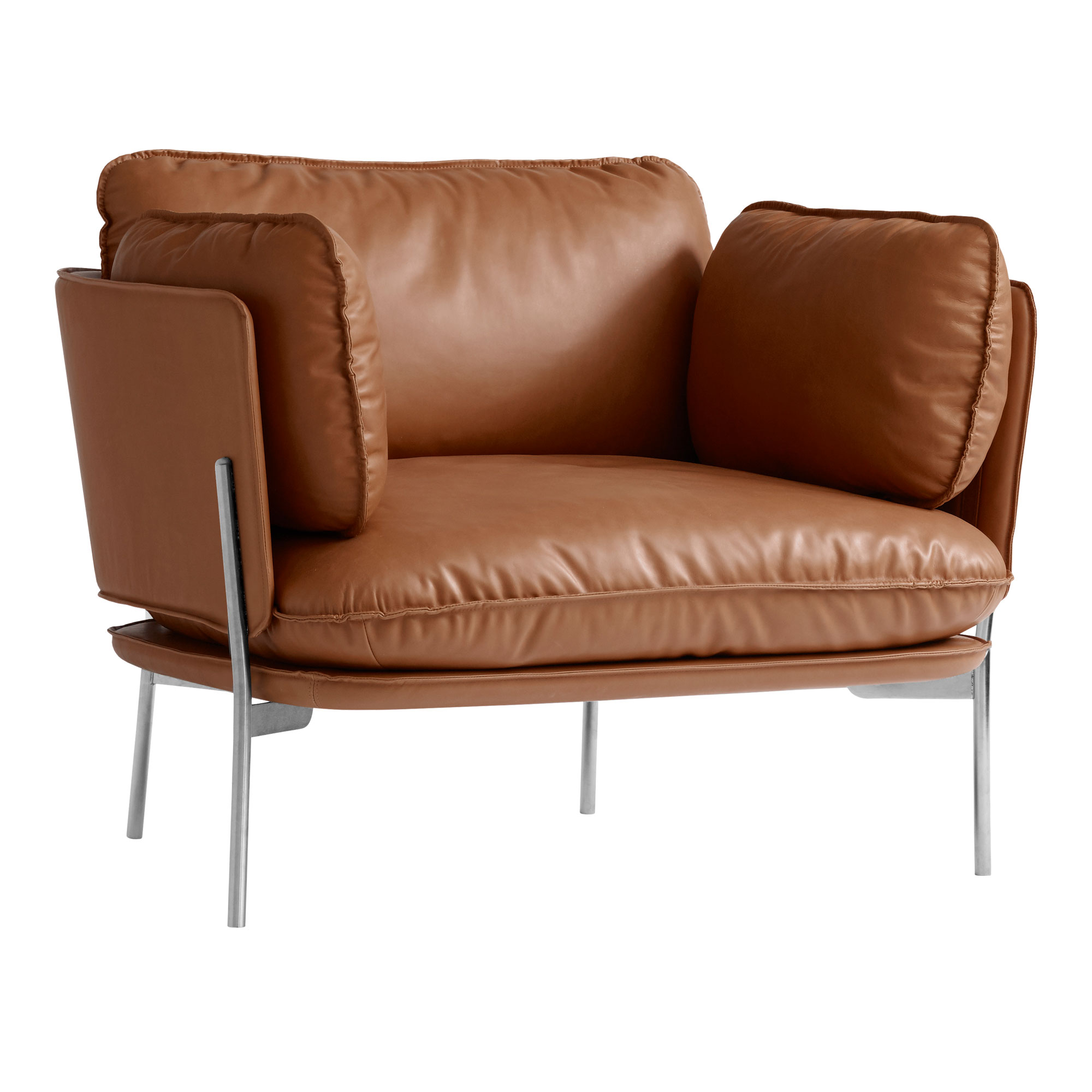 &Tradition - Cloud LN1, Chrome Leather cat.2, Noble Cognac - Fåtöljer - Luca Nichetto - MDF/Metall