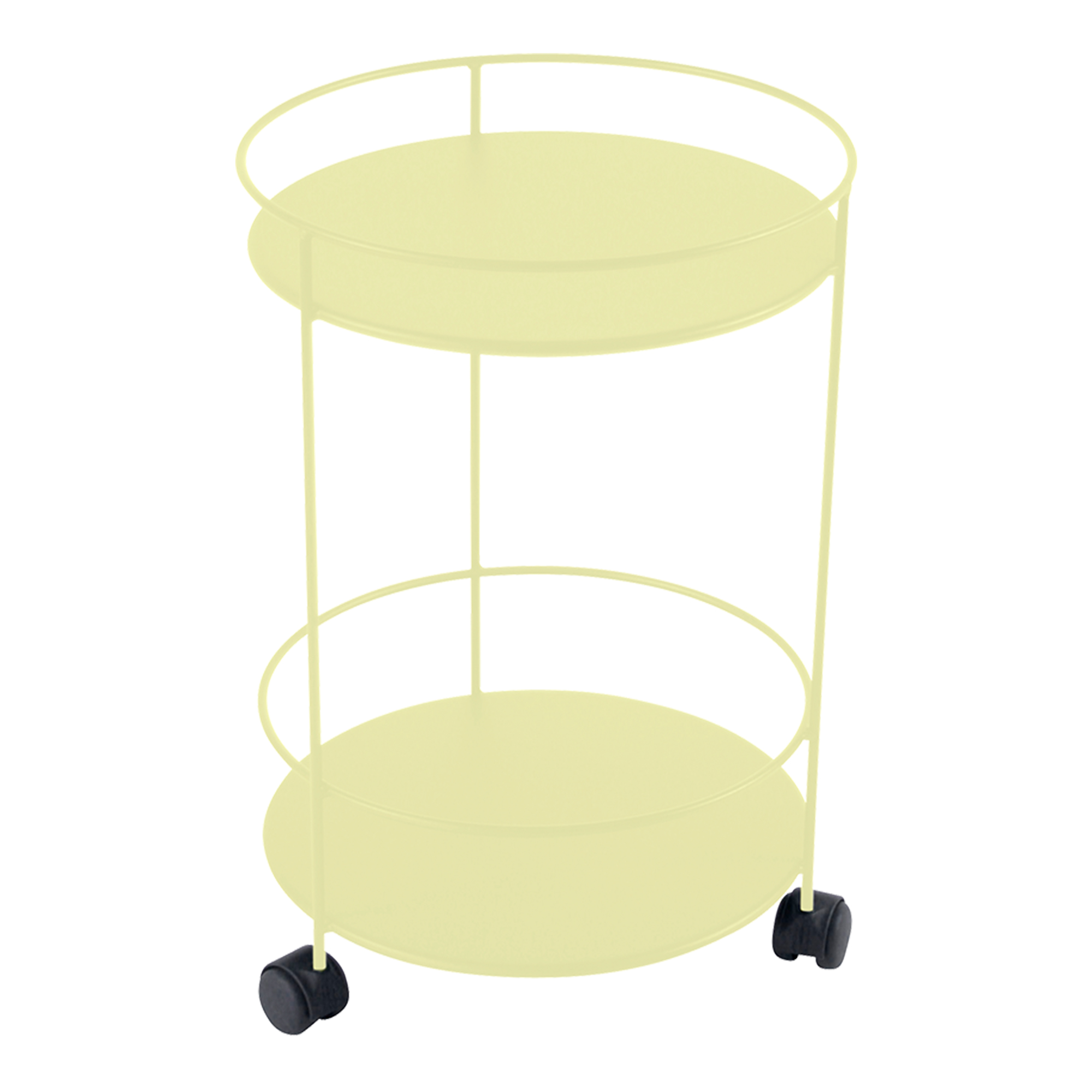 Fermob - Guinguette Side Wheeled Table With Solid Double Top Frosted Lemon A6 - Småbord & Sidobord utomhus - Gul - Metall