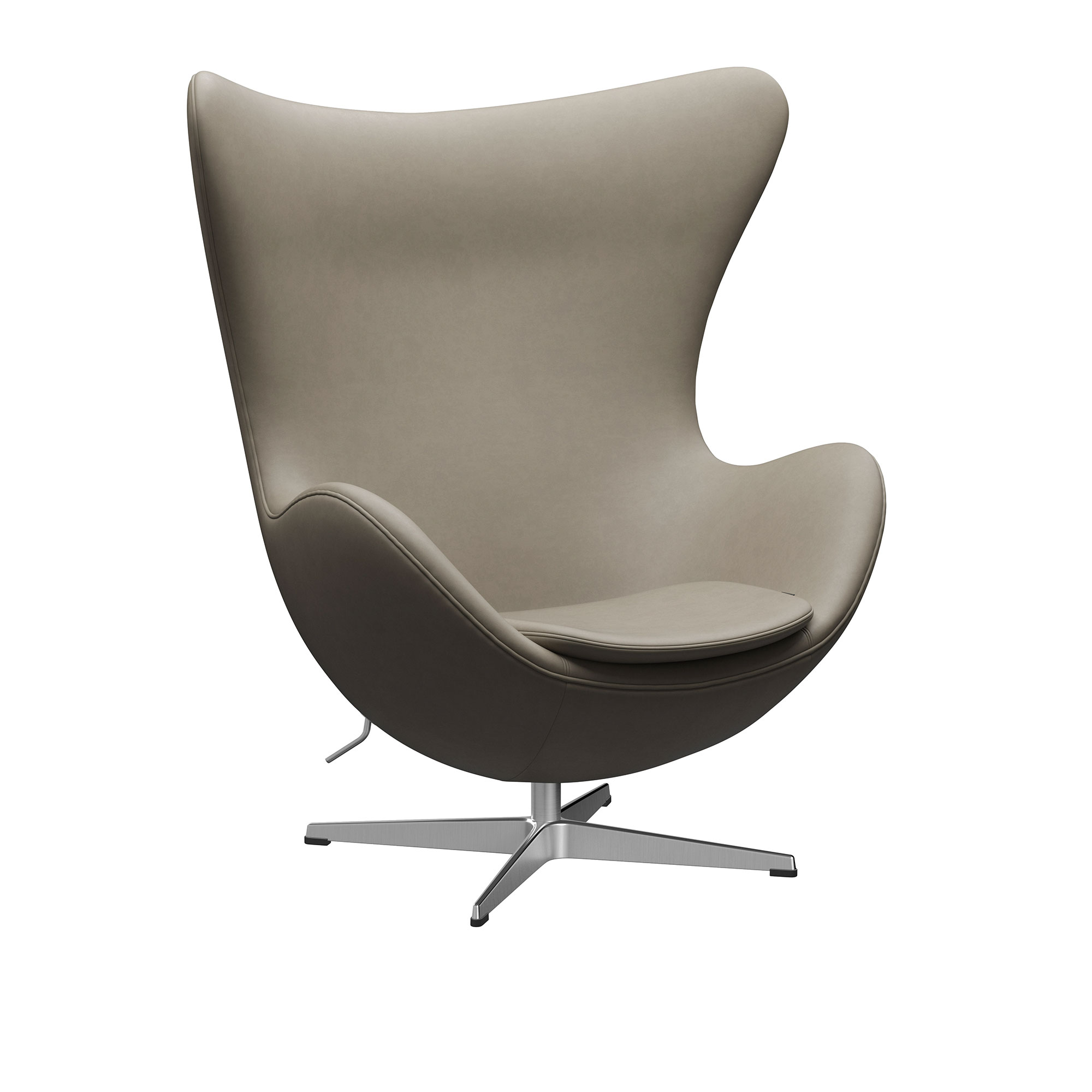 Fritz Hansen - 3316 Ägget Leather Essential - Light Grey Satin Polished Aluminium - Fåtöljer - Arne Jacobsen - Läder/Metall/Skum | Möbler - Fåtöljer Och Puffar - Fåtöljer | Möbelexperten