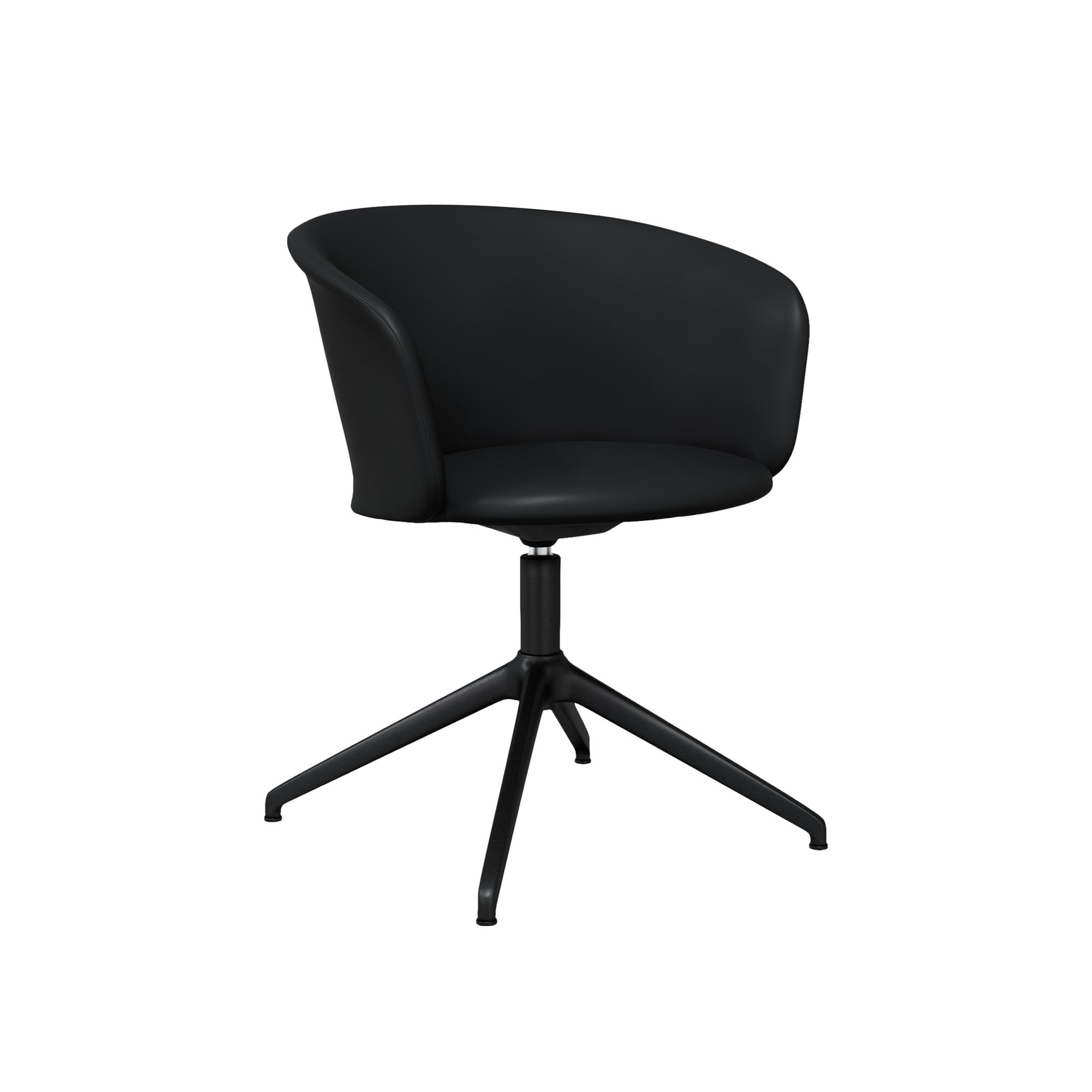 HEM - Kendo Swivel Chair 4-star Return - Black Leather/Black - Skrivbordsstolar - LucidiPevere - Svart - Metall/Trä/Skum/Plast/Ull