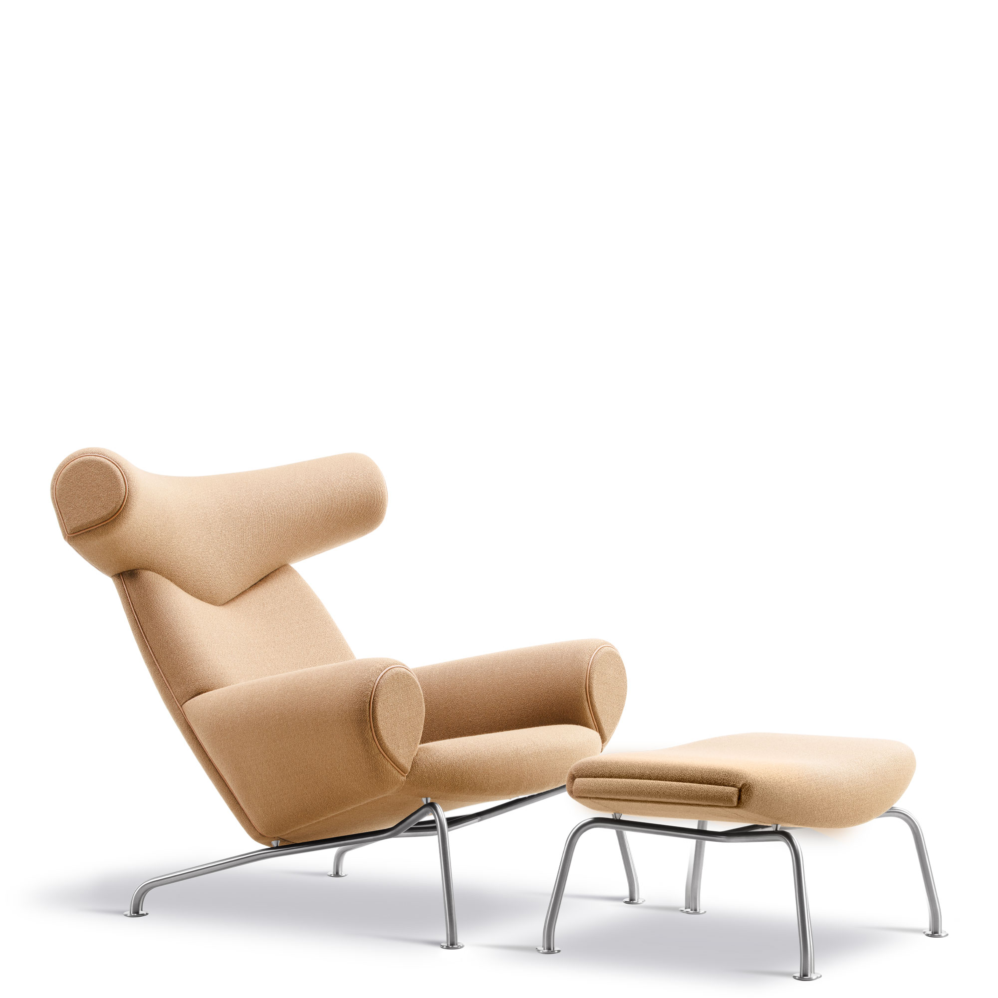 Fredericia Furniture - Wegner Ox Chair, Easy Chair + Ottoman, Vidar Duo 248, Leather Vegeta 90, Natural - F&aring;t&ouml;ljer - Hans J. Wegner - Gul