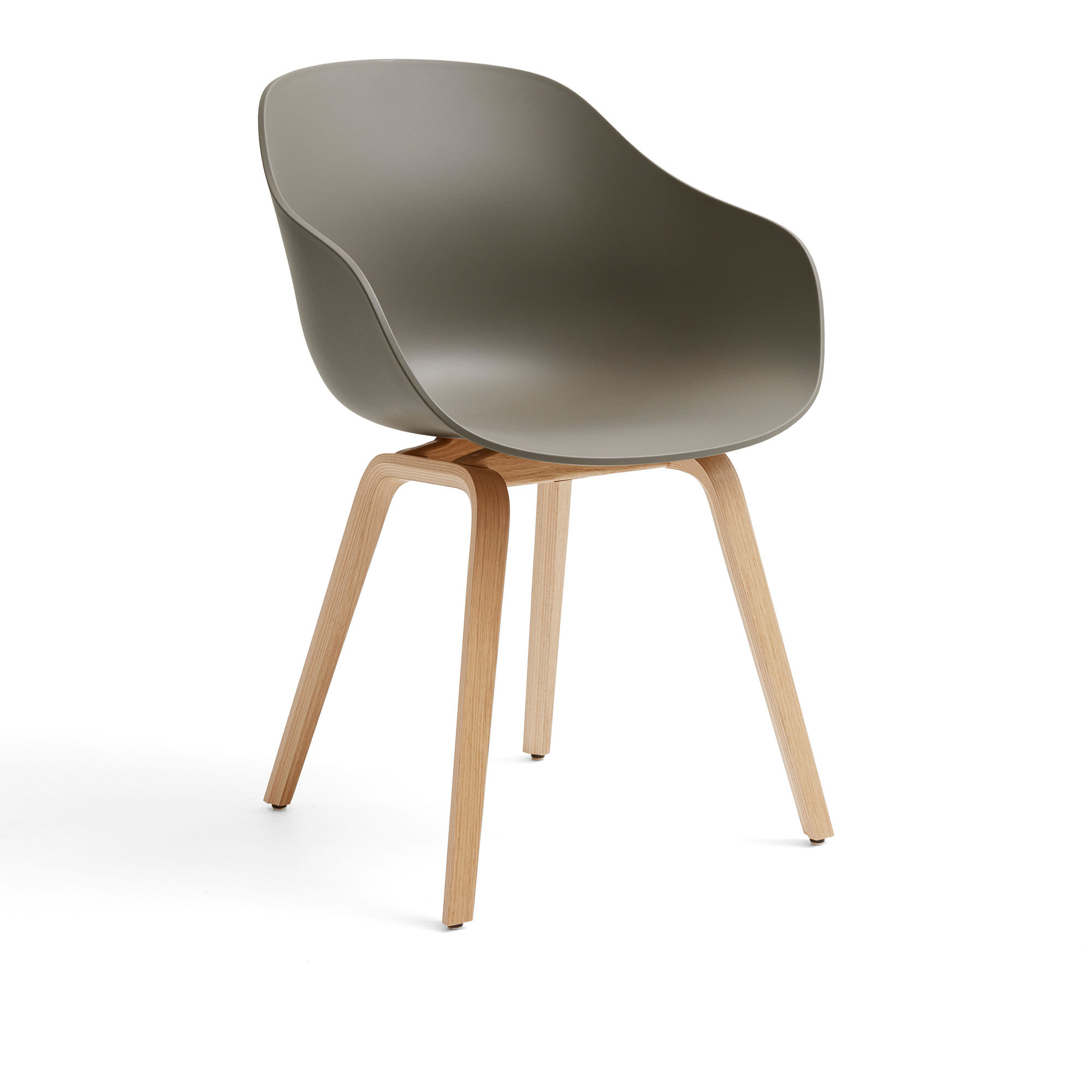 HAY - AAC222 Chair WB Lacq Oak Base Khaki 2.0 Shell - Spisestoler - Hee Welling - Grå - Tre/Plast