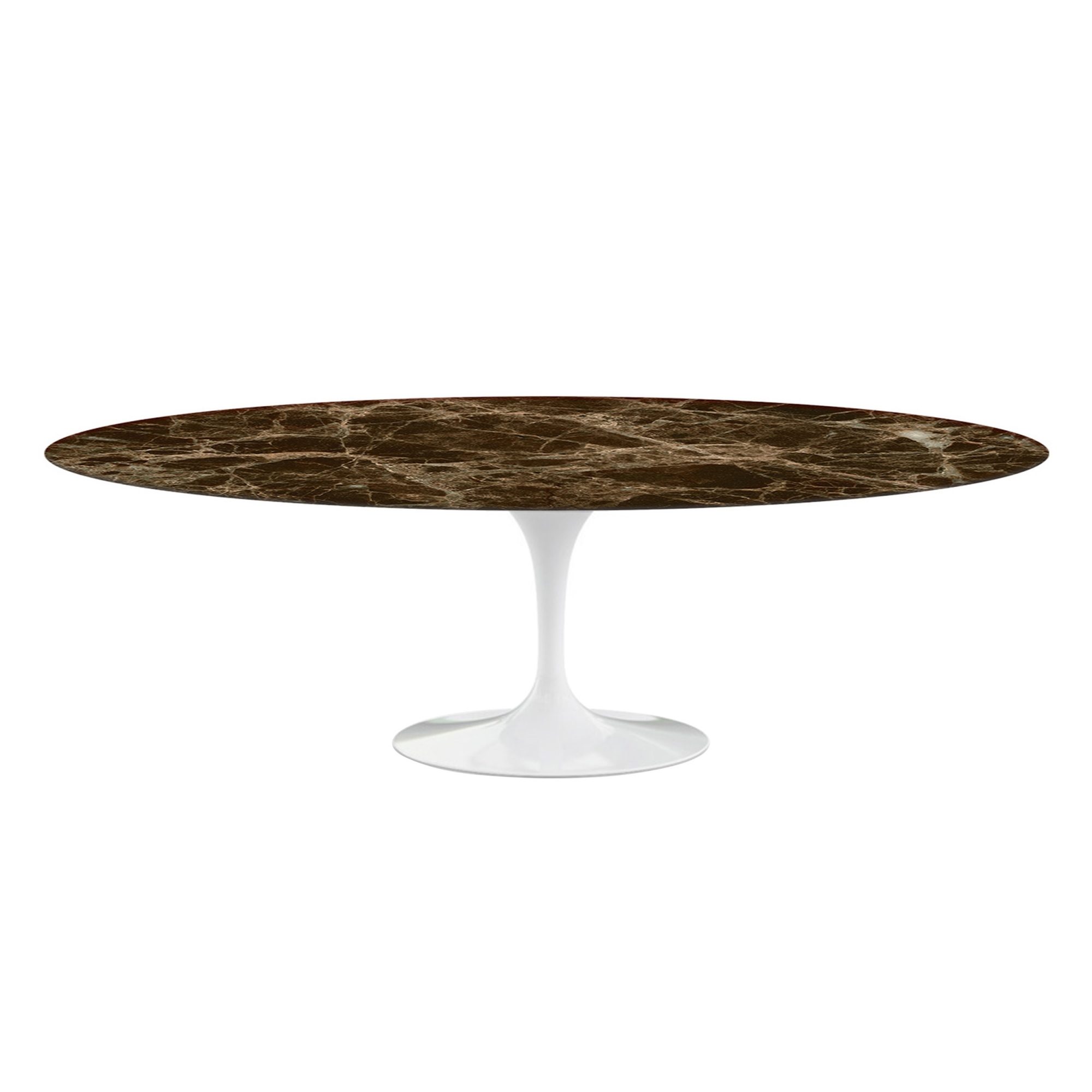 Knoll - Saarinen Oval Table - Matbord, 244 x 137 cm, Vitt underrede, skiva i matt brun Emperador marmor - Matbord - Eero Saarinen - Brun - Metall/Sten | Möbler - Bord - Matbord | Möbelexperten