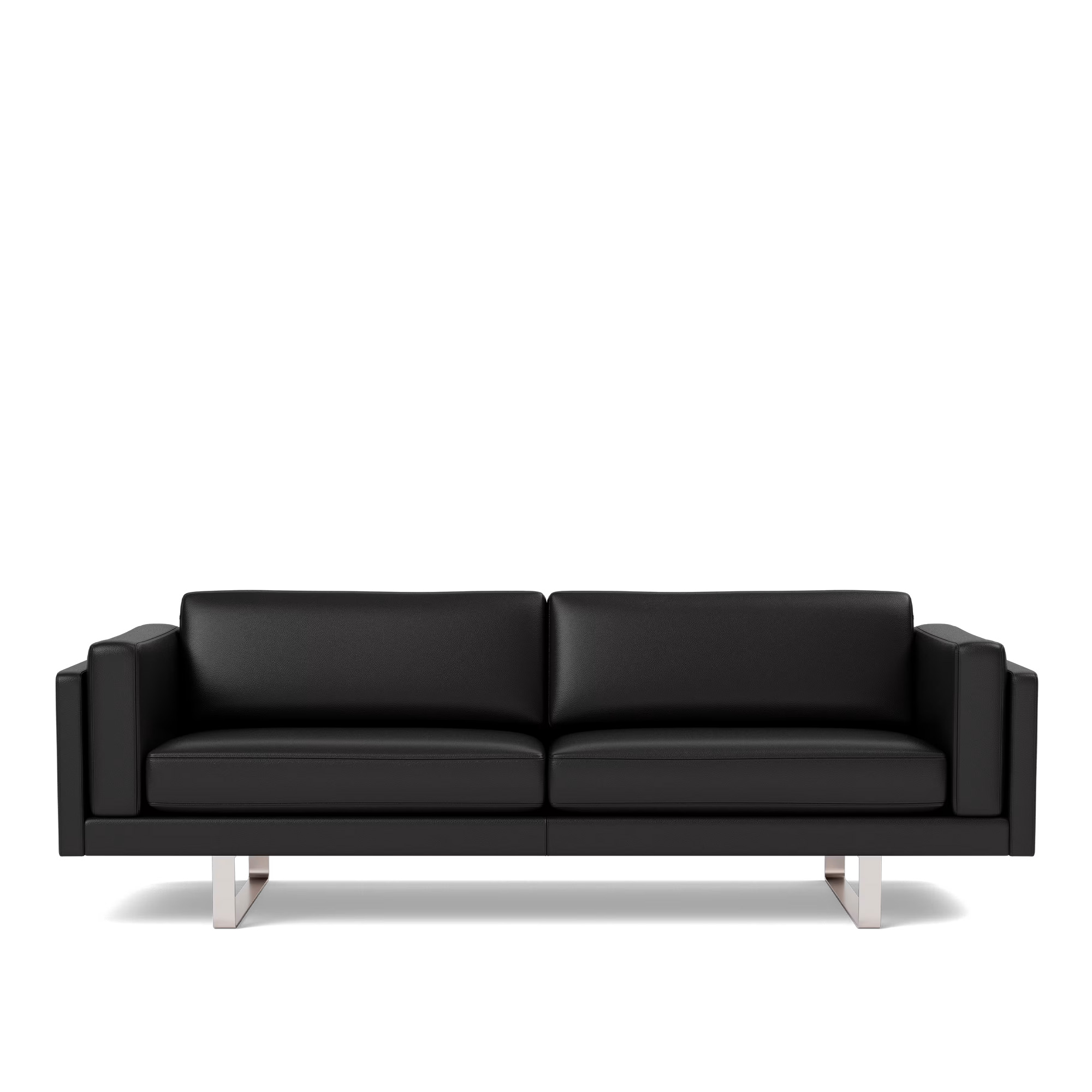 Fredericia Furniture - EJ280 Sofa - 3 seater - 240 cm - Leather Omni 301 - Black - Down wrap - Brushed chrome - sledge base (High) - Soffor - Erik Jørgensen Studio