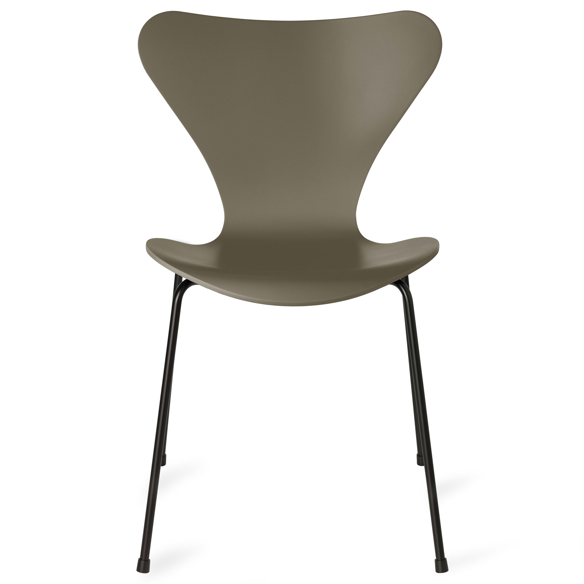 Fritz Hansen - Sjuan 3107 stol lackerad bokfan&eacute;r black / olive green - Matstolar - Arne Jacobsen - Gr&ouml;n - Metall/Tr&auml;