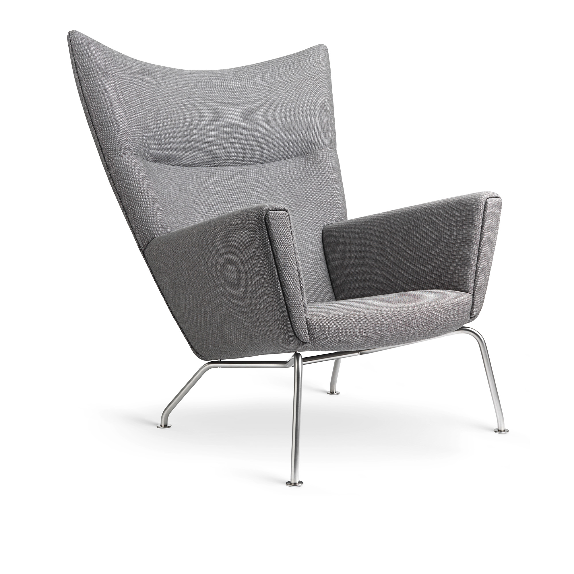 carl hansen - ch445 wingchair passion 1101 stainless 70% - fåtöljer - hans j. wegner - grå - trä