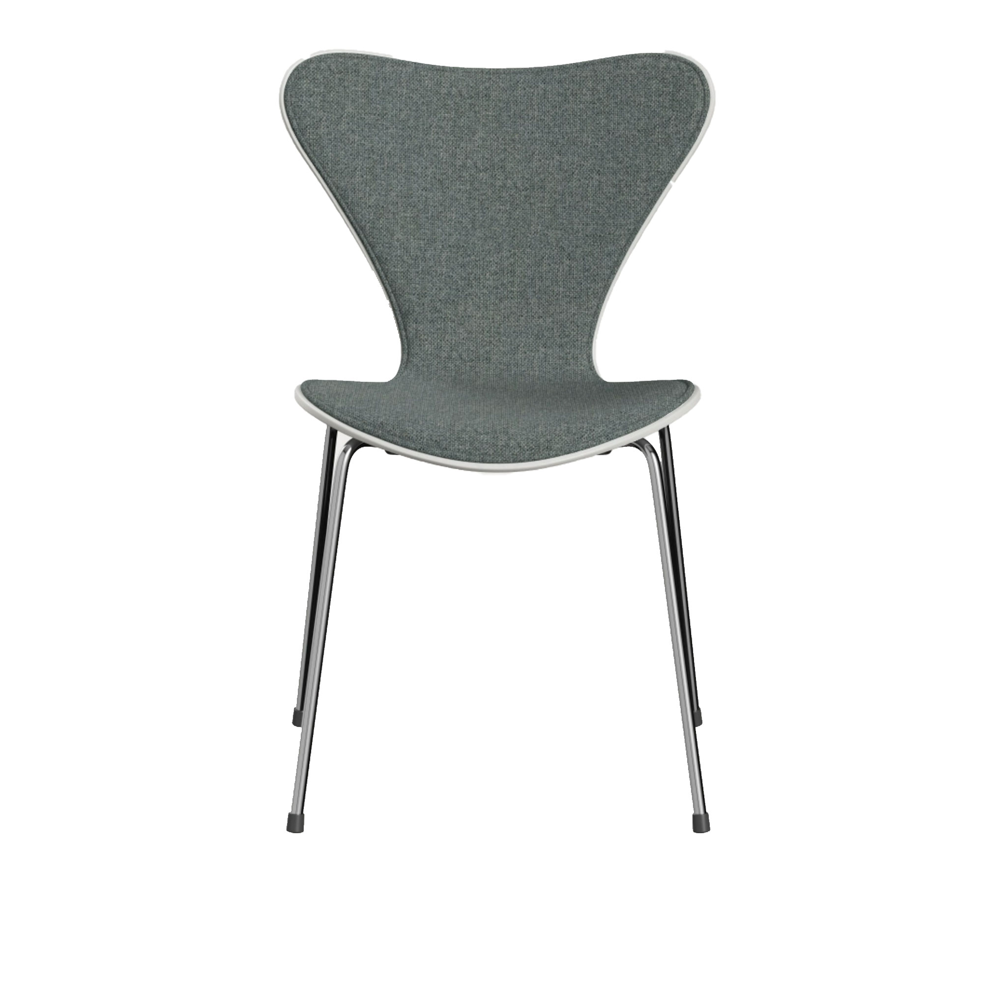 Fritz Hansen - 3107 Sjuan - Framsidesklädd, White, Tyg, Hallingdal 130 - Matstolar - designer_arne_jacobsen - Grå - Metall/Trä/Textilmaterial